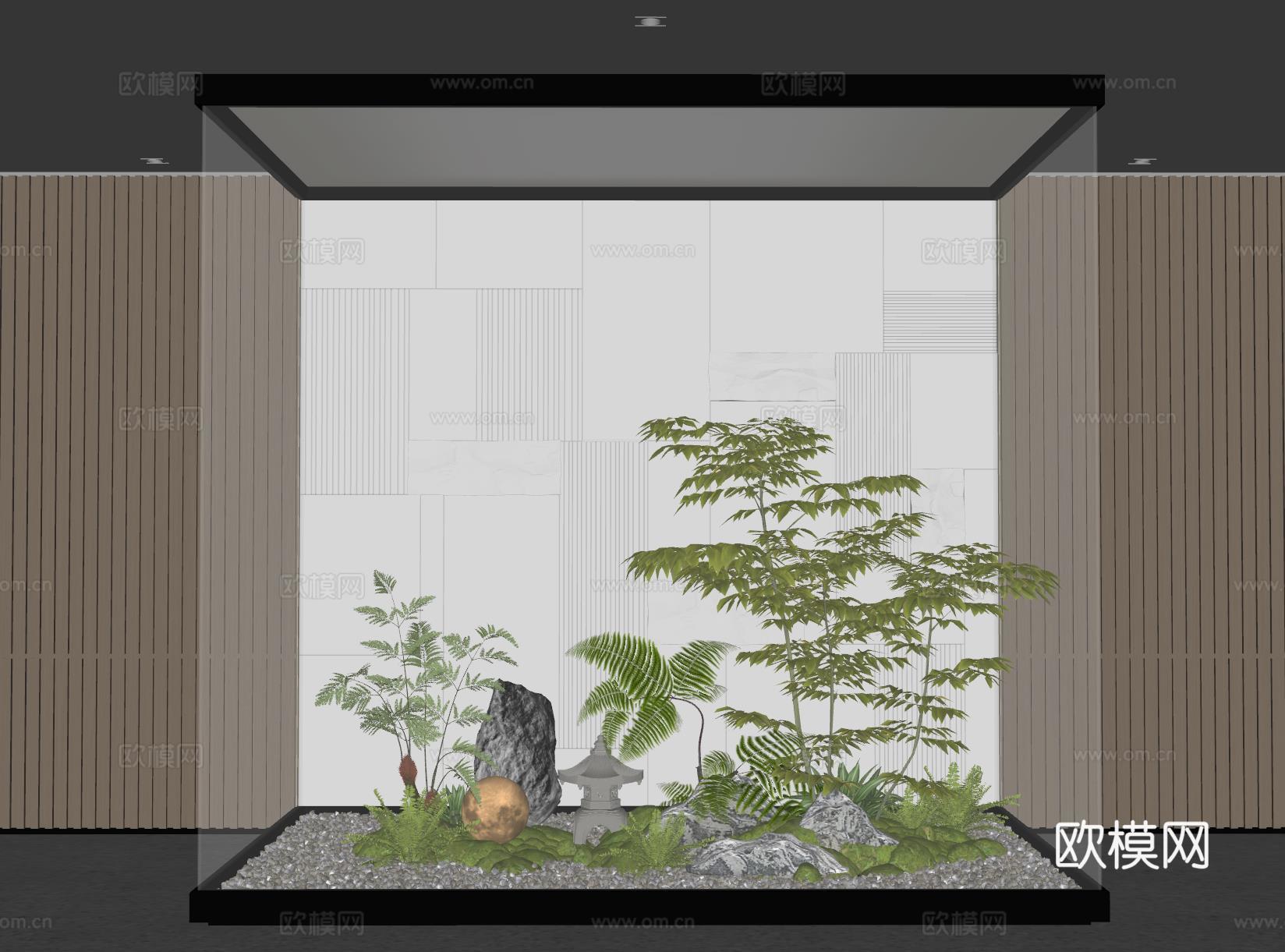 现代室内景观造景 苔藓景观 景观小品su模型