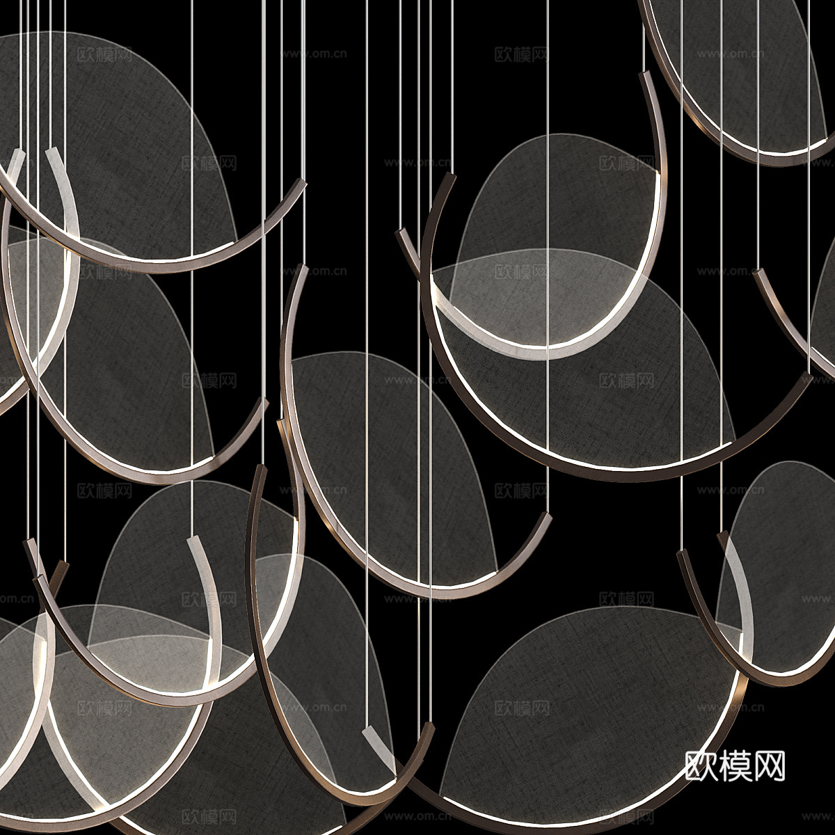 现代意式轻奢工艺吊灯3d模型