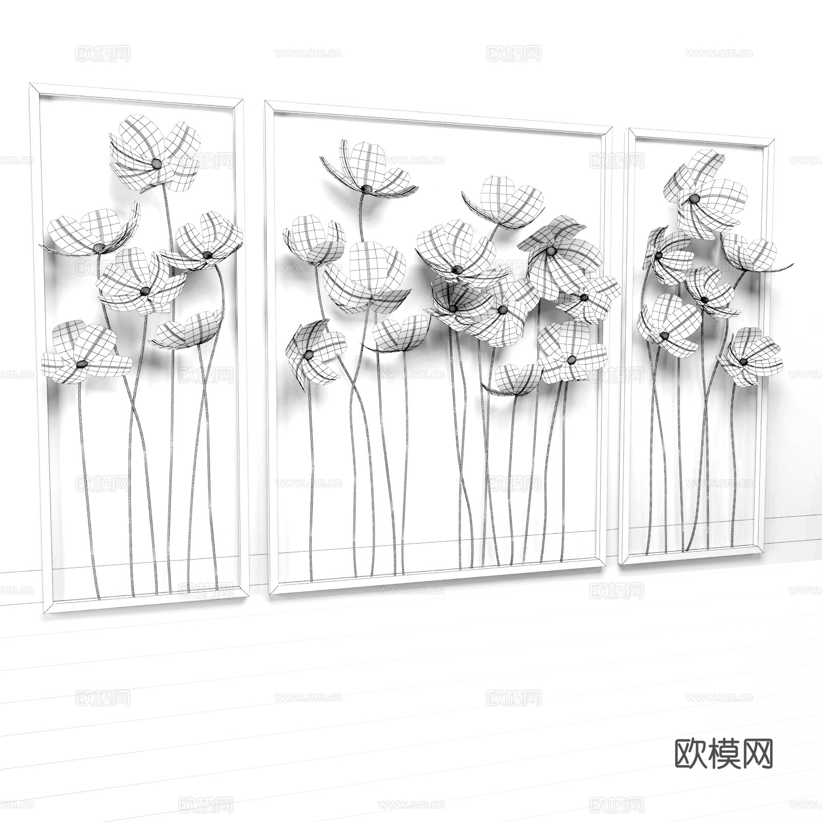 新中式轻奢金属叶片装饰构件3d模型