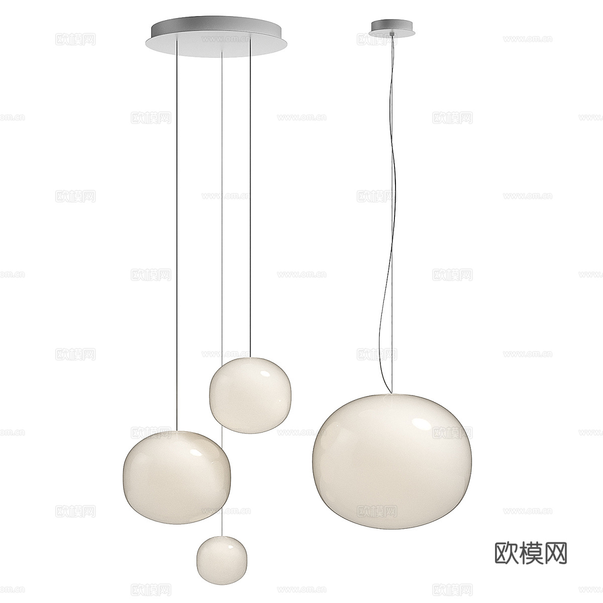 现代极简奶油风装饰小吊灯3d模型