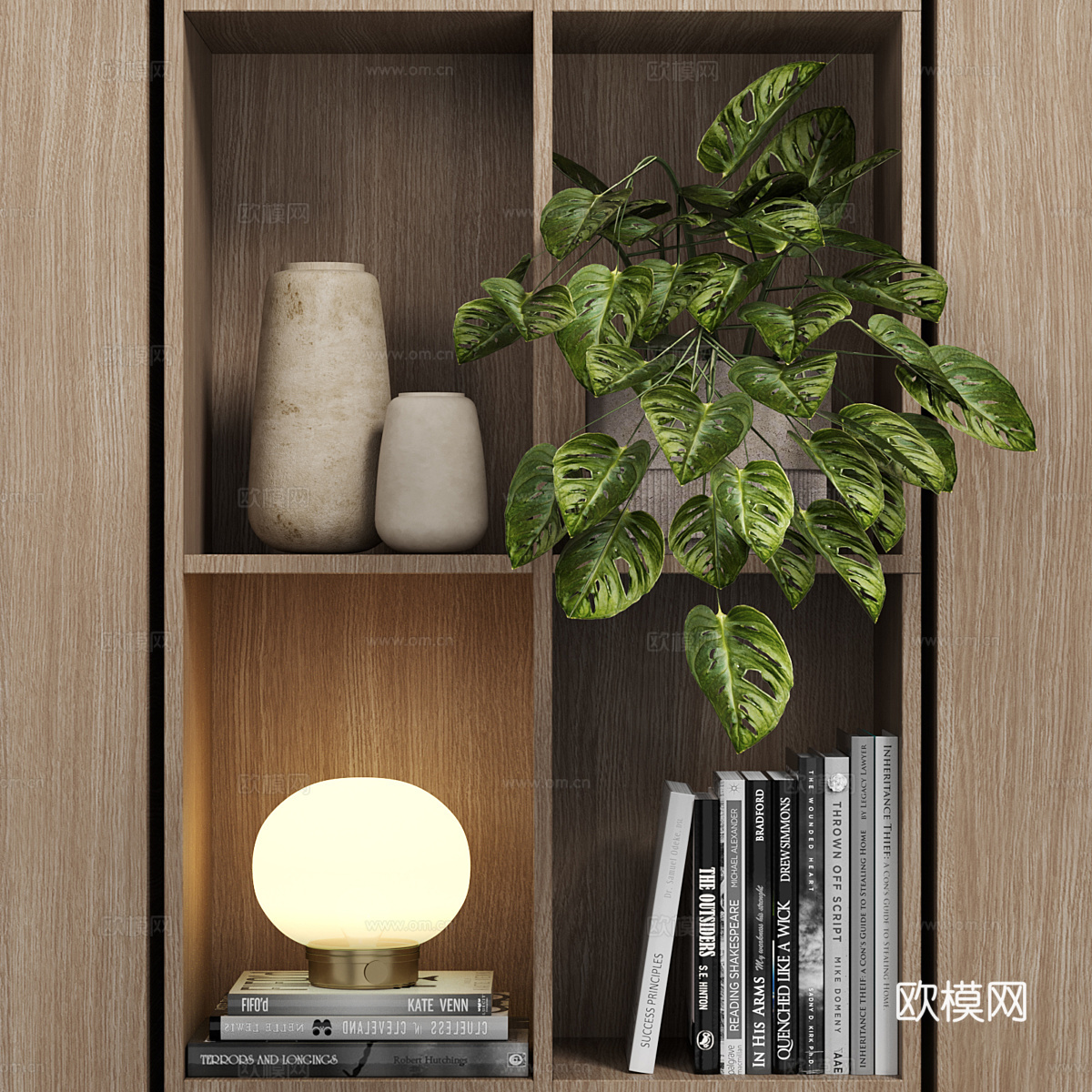 现代意式装饰柜 装饰架 书架3d模型