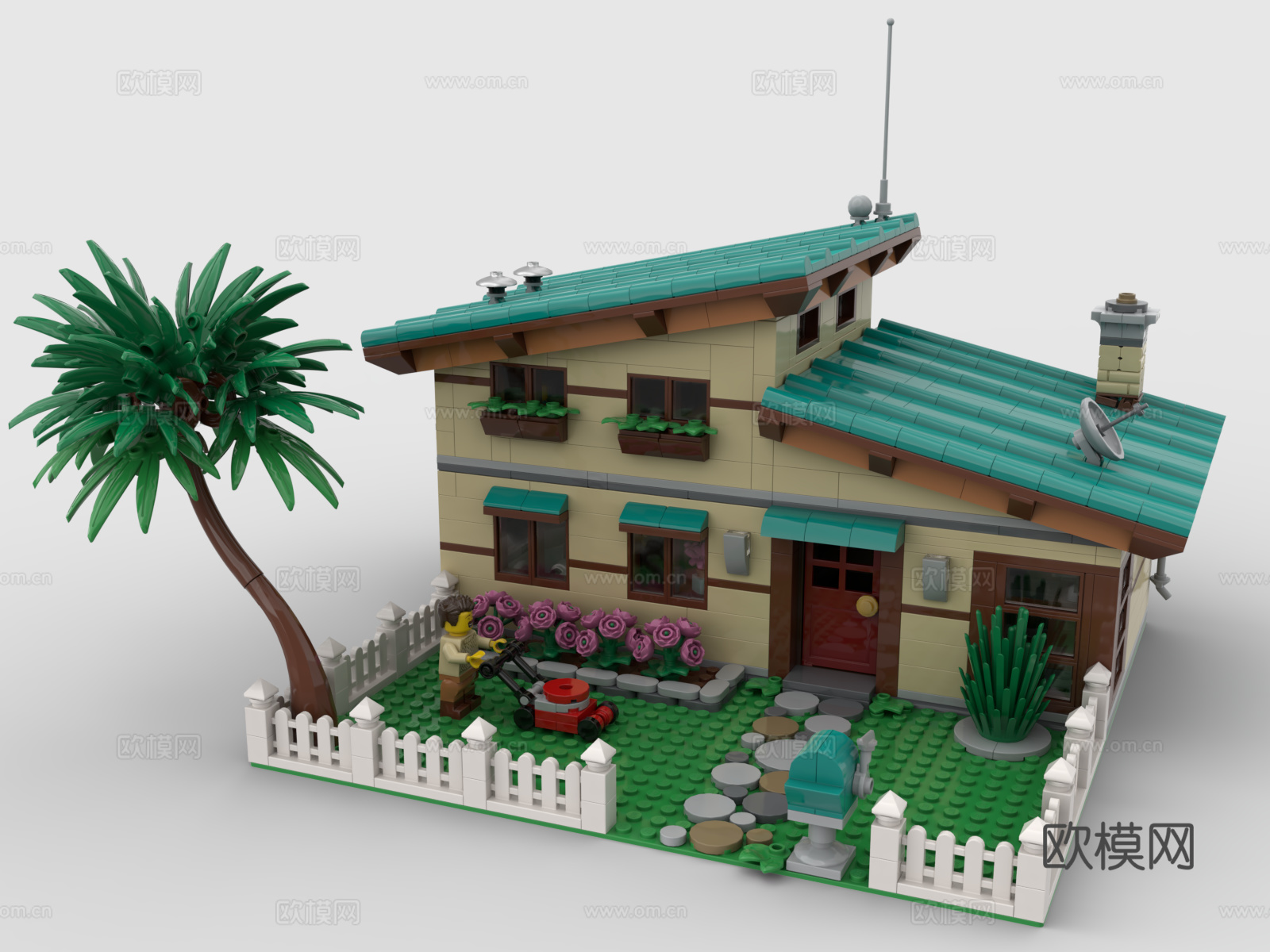 乐高 LEGO 玩具 积木 独栋别墅 房子 建筑 花园 室内3d模型