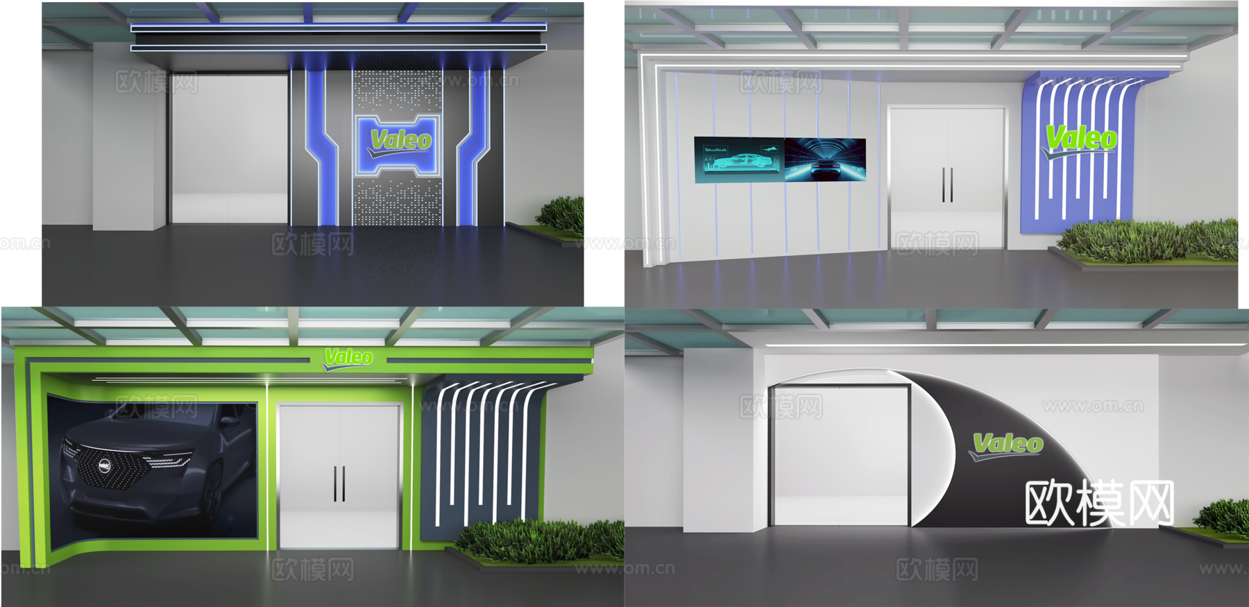 办公室门头 展厅门头su模型