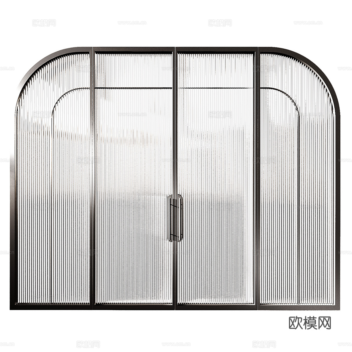 现代意式极简拱形玻璃门3d模型