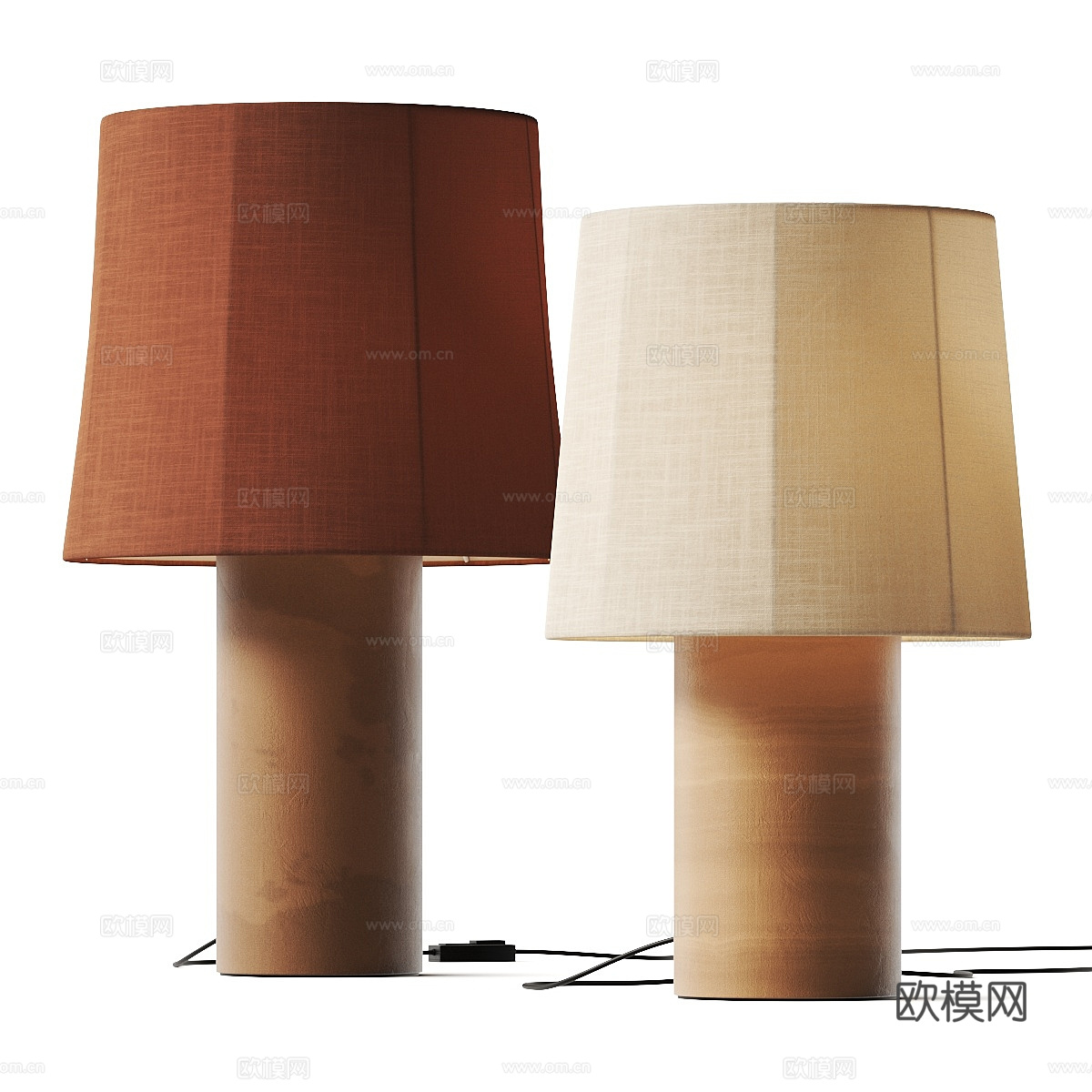 新中式侘寂布艺台灯3d模型