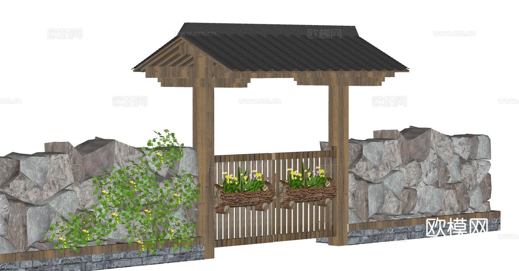 乡村庭院大门su模型