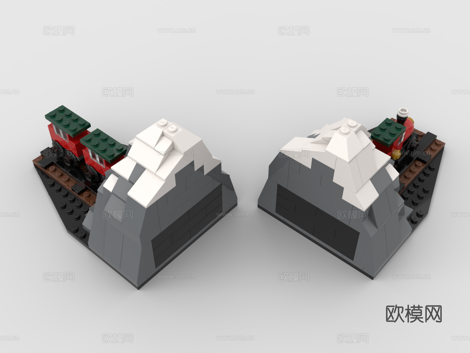 乐高 LEGO 玩具 积木 过山隧道 火车3d模型