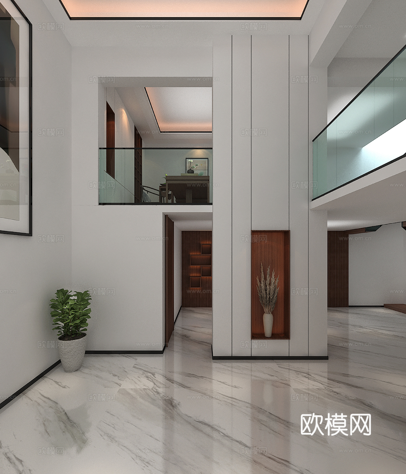 轻奢 现代 地下 挑空 茶室 休闲室3d模型