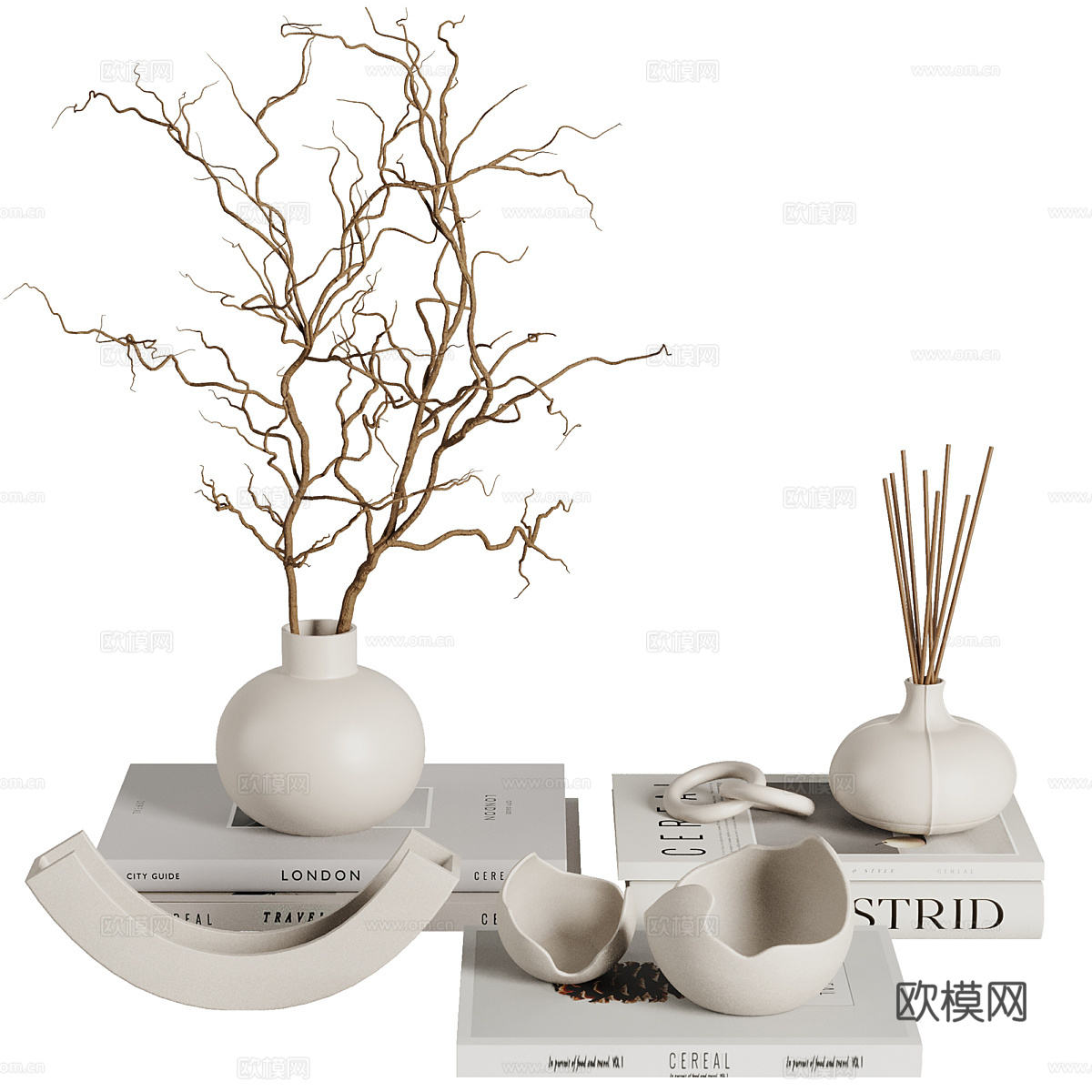新中式饰品摆件组合3d模型
