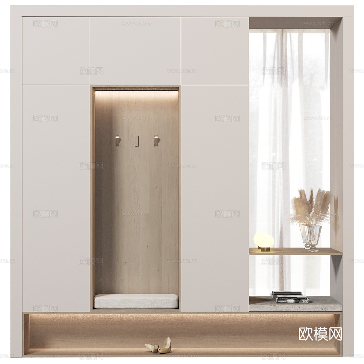现代极简鞋柜3d模型