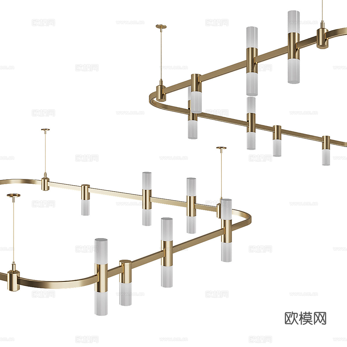 现代轻奢极简金属工艺吊灯3d模型