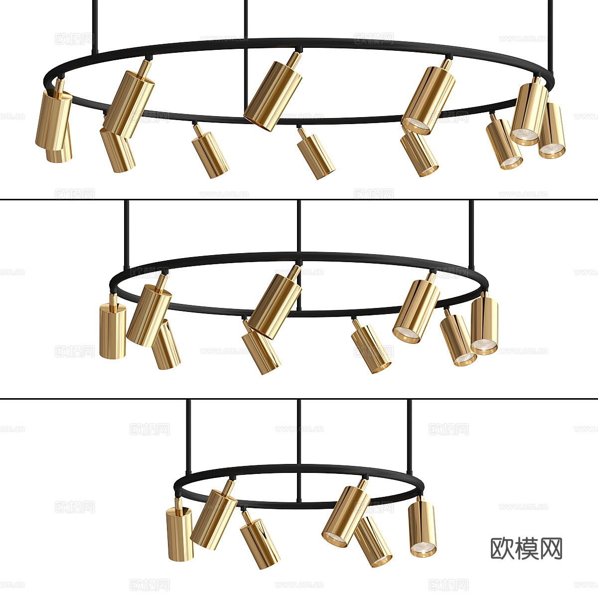 现代轻奢圆环装饰吊灯3d模型