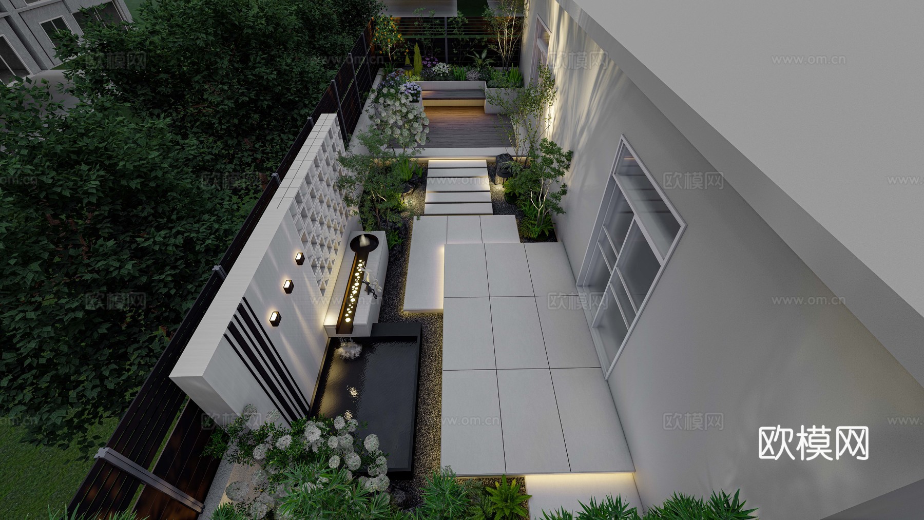 现代轻奢屋顶花园景观设计su模型