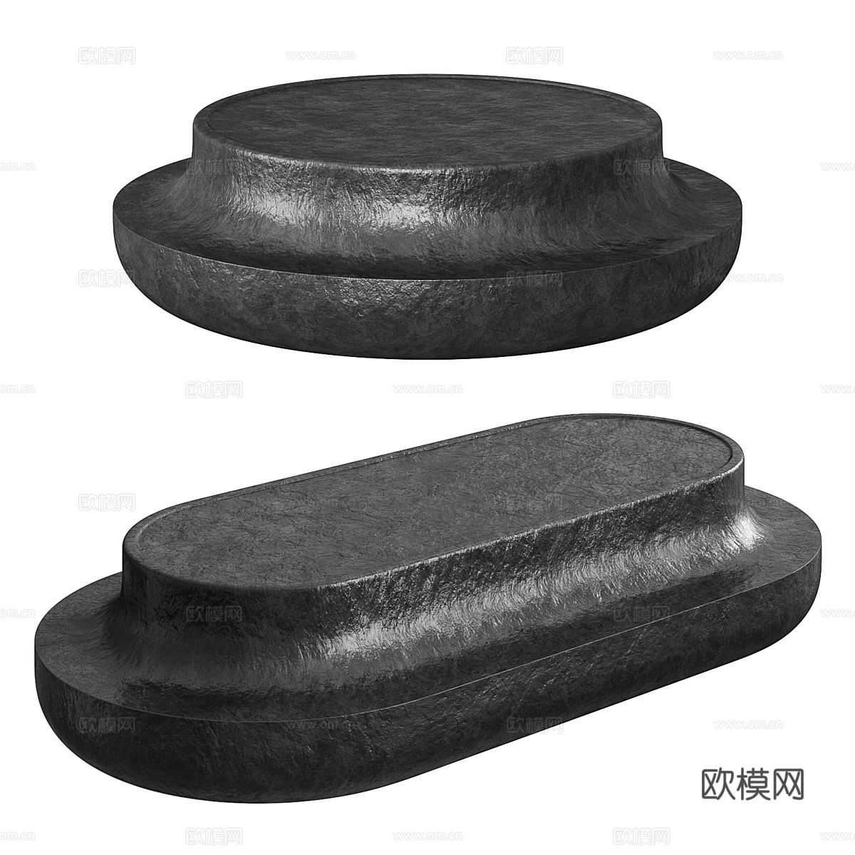 现代意式暗黑风熔岩石材茶几3d模型