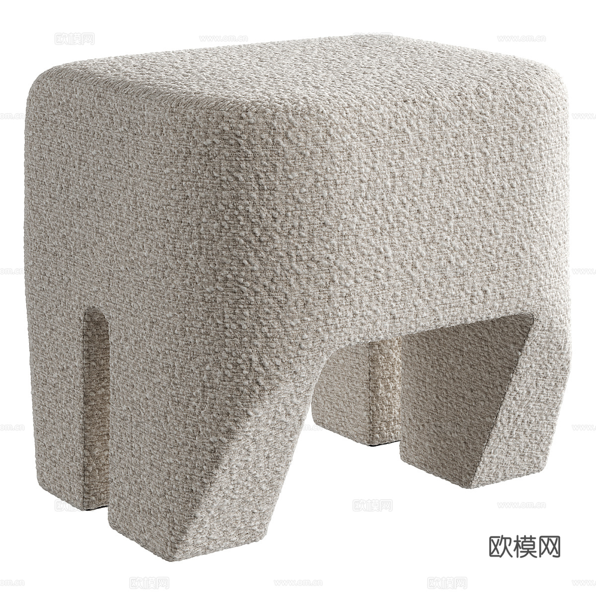 现代奶油风布艺凳子3d模型