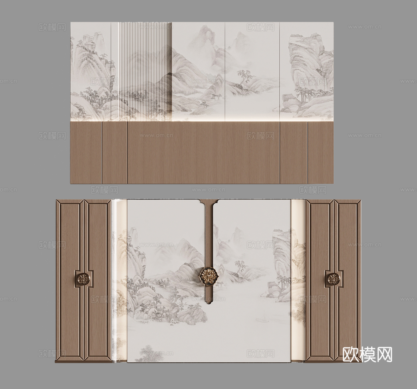 背景墙 新中式背景墙su模型