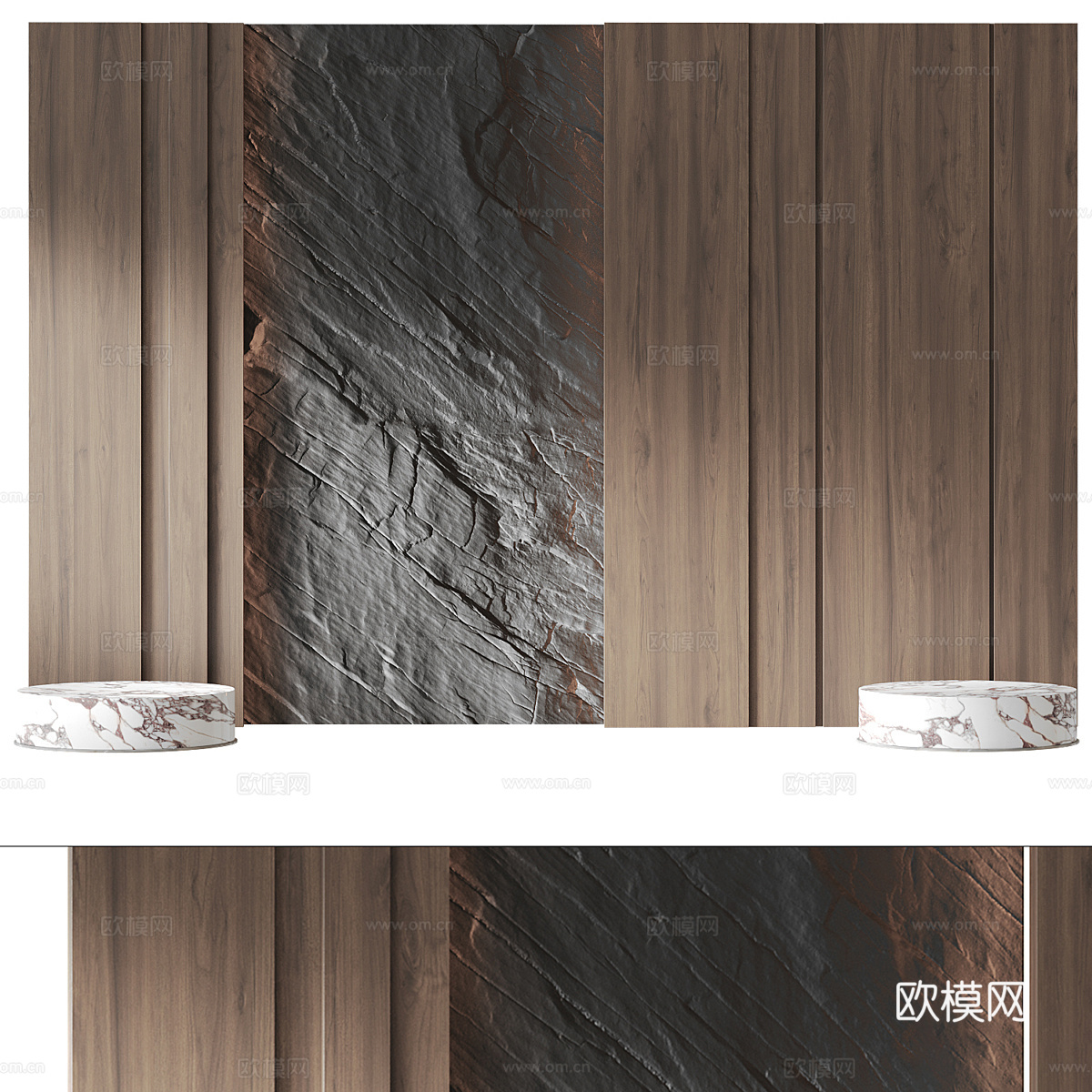 现代意式极简床头背景墙3d模型