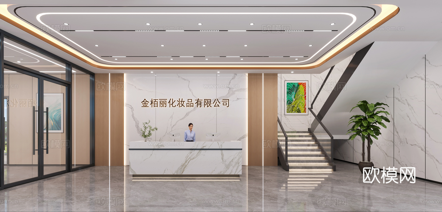 大厅前台办公室3d模型