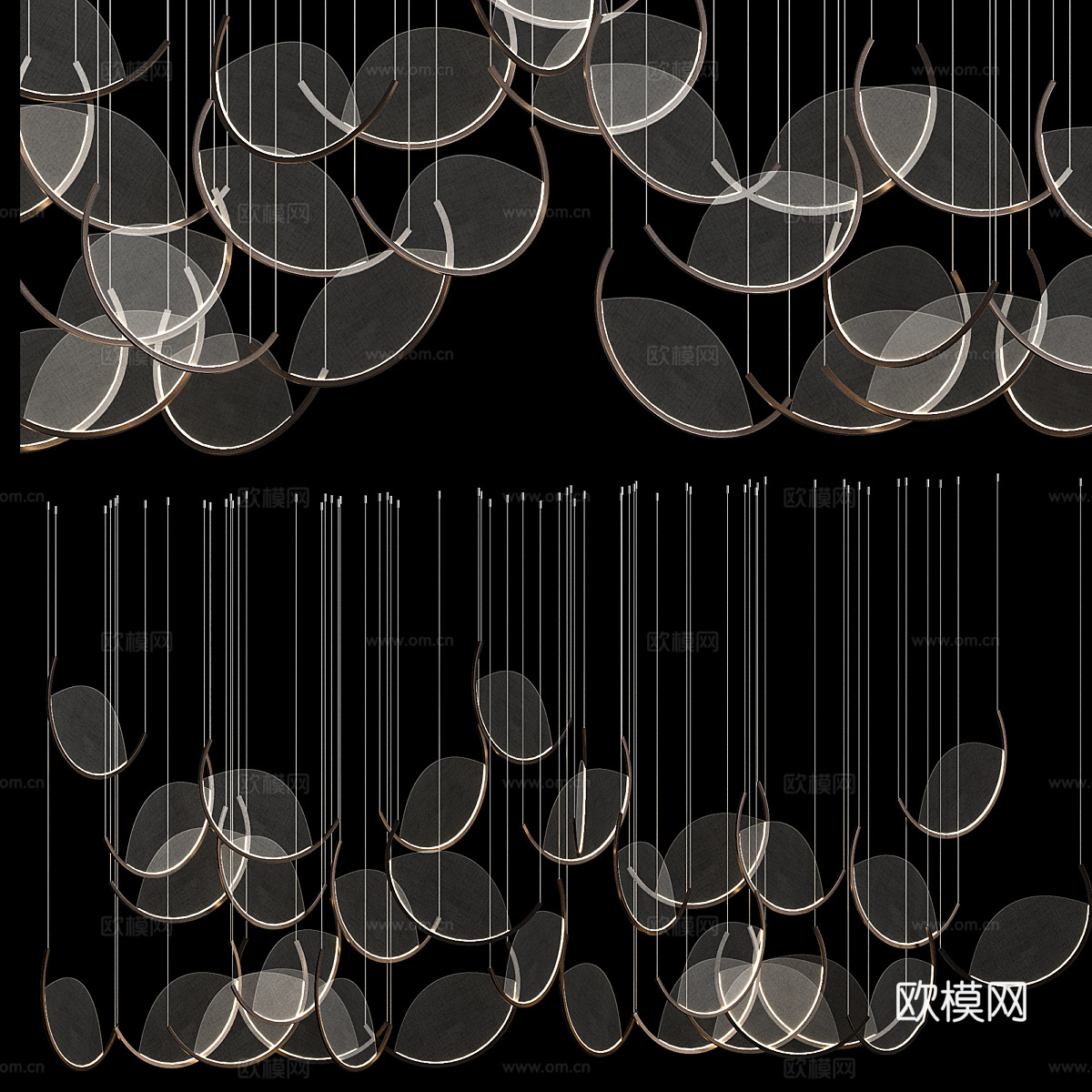 现代意式轻奢工艺吊灯3d模型