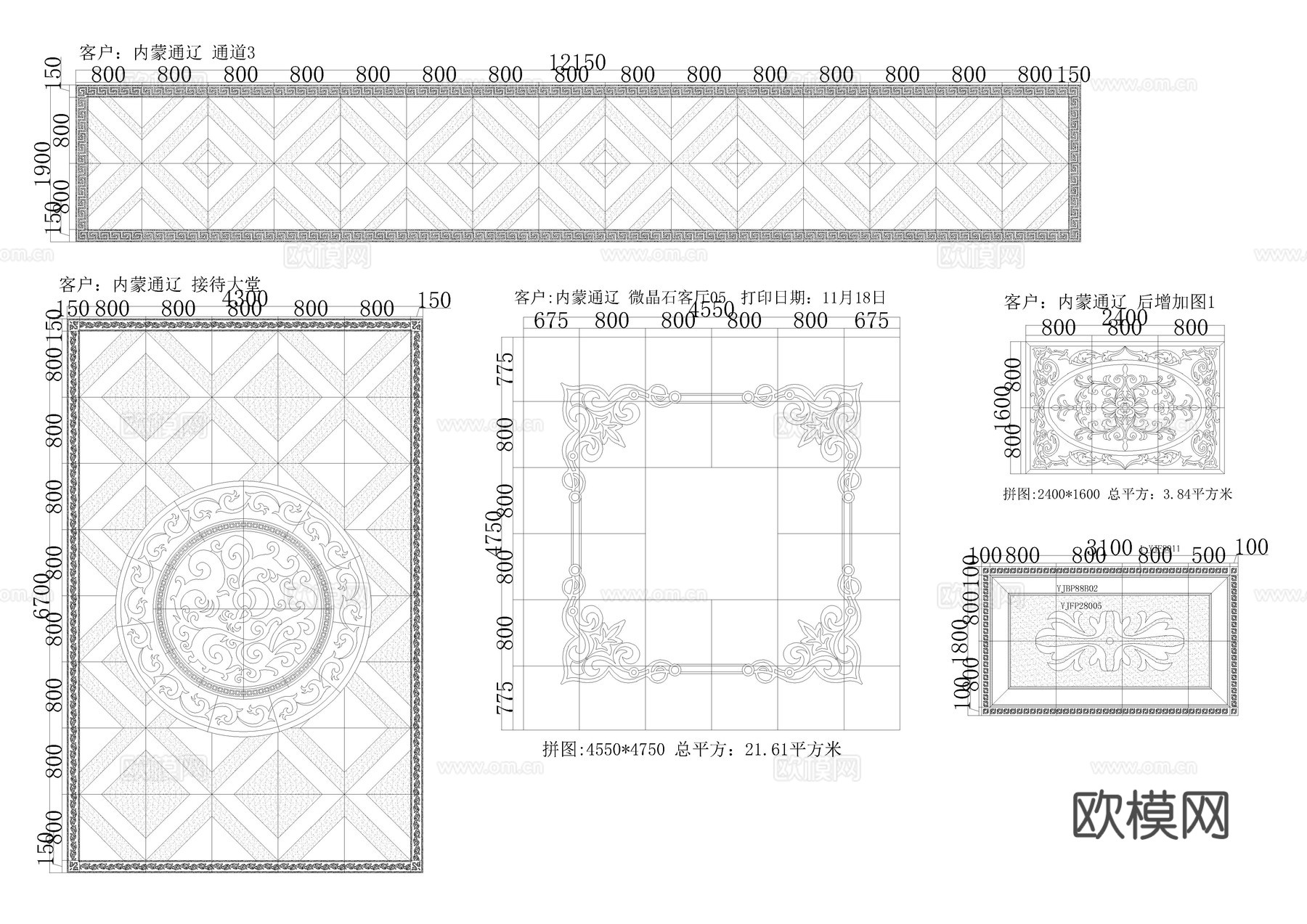 中式拼花cad施工图