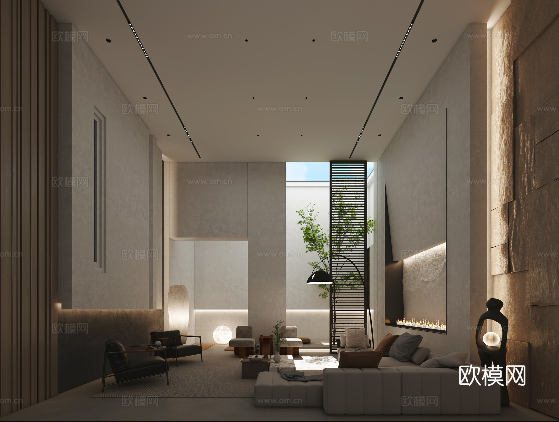 现代挑空客厅3d模型