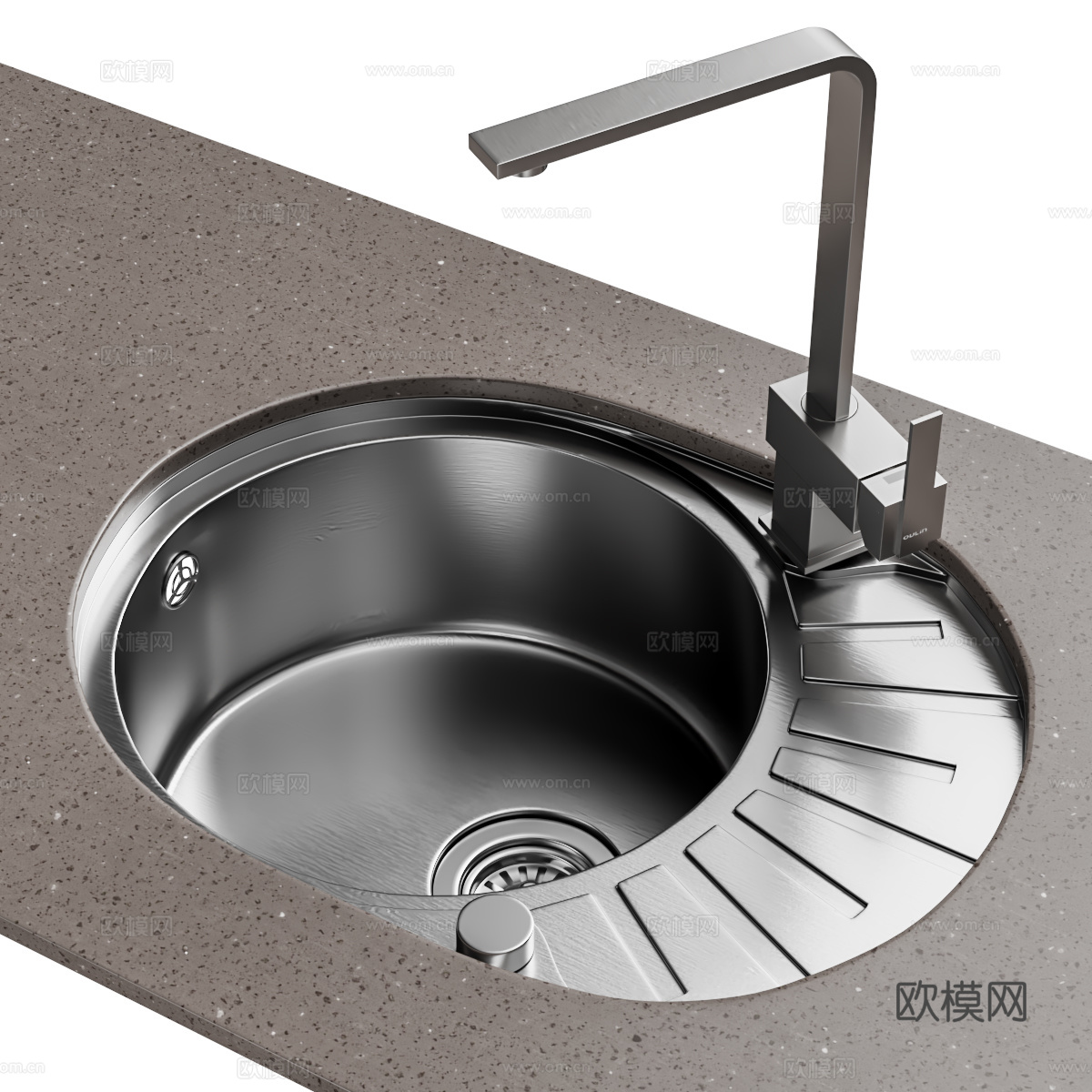 不锈钢水槽 圆形水槽 洗菜池3d模型