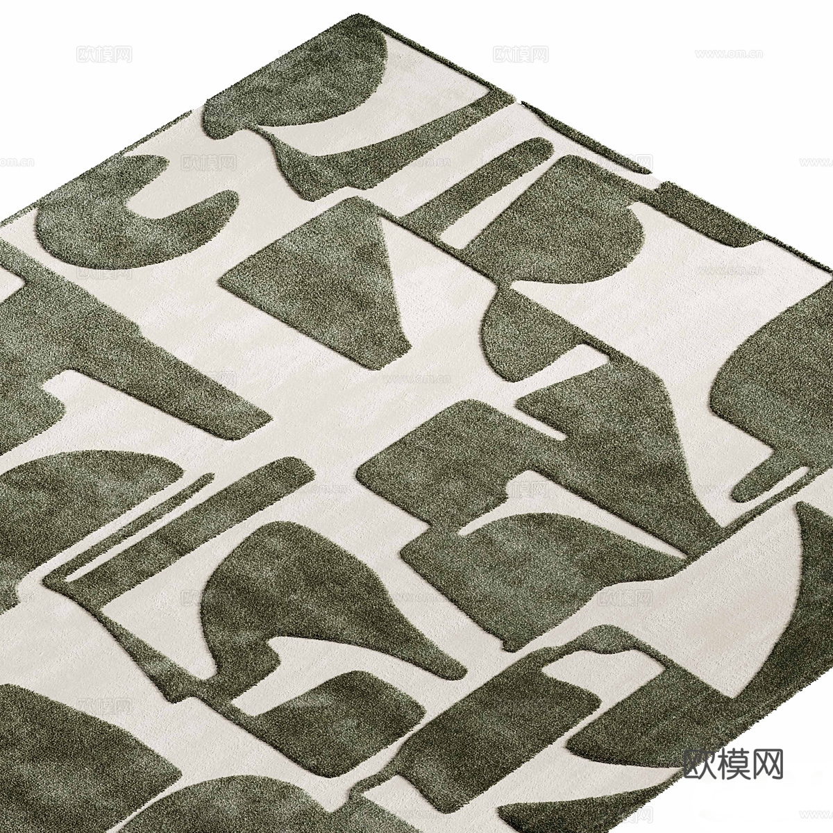现代奶油风羊毛布艺地毯3d模型