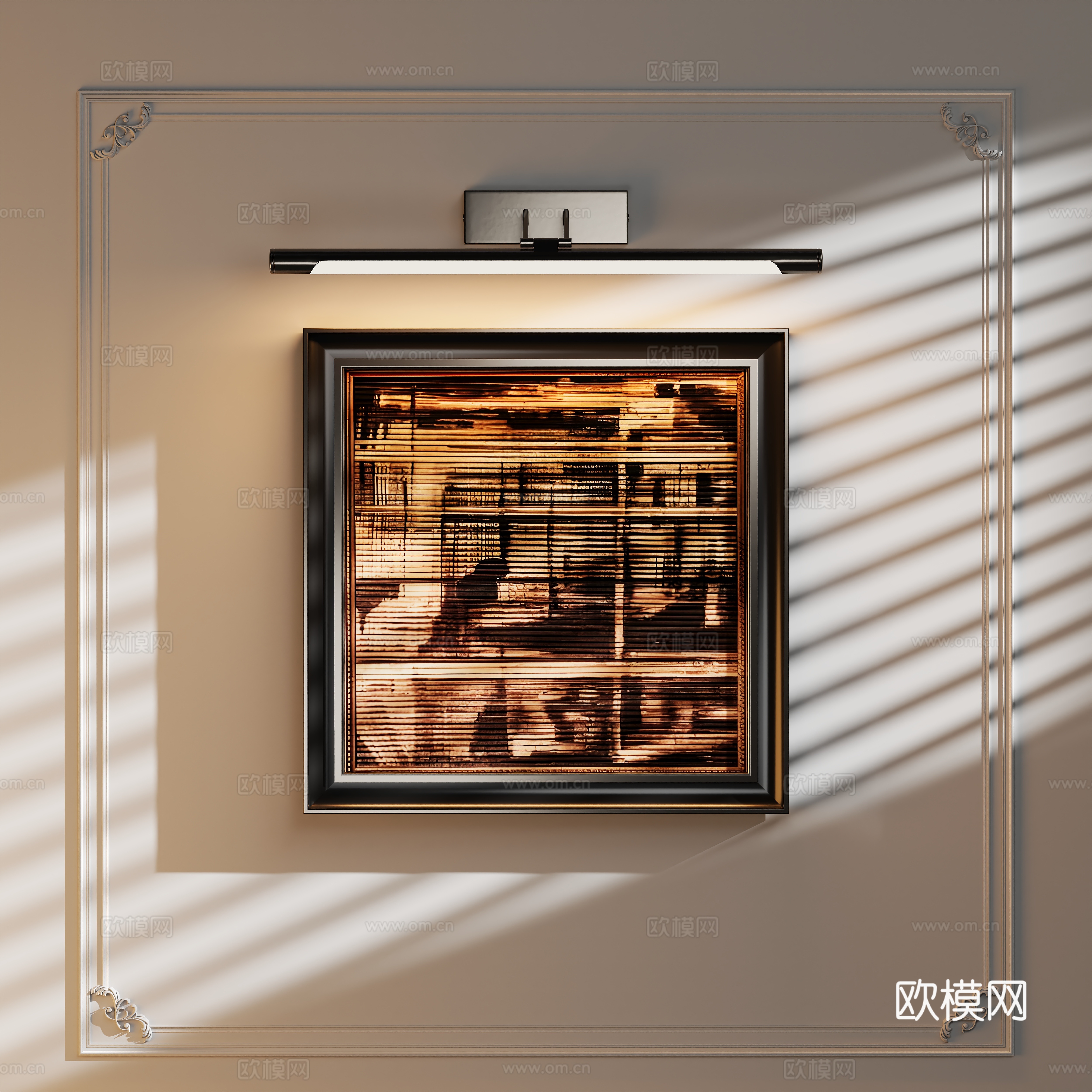现代复古轻奢装饰画3d模型