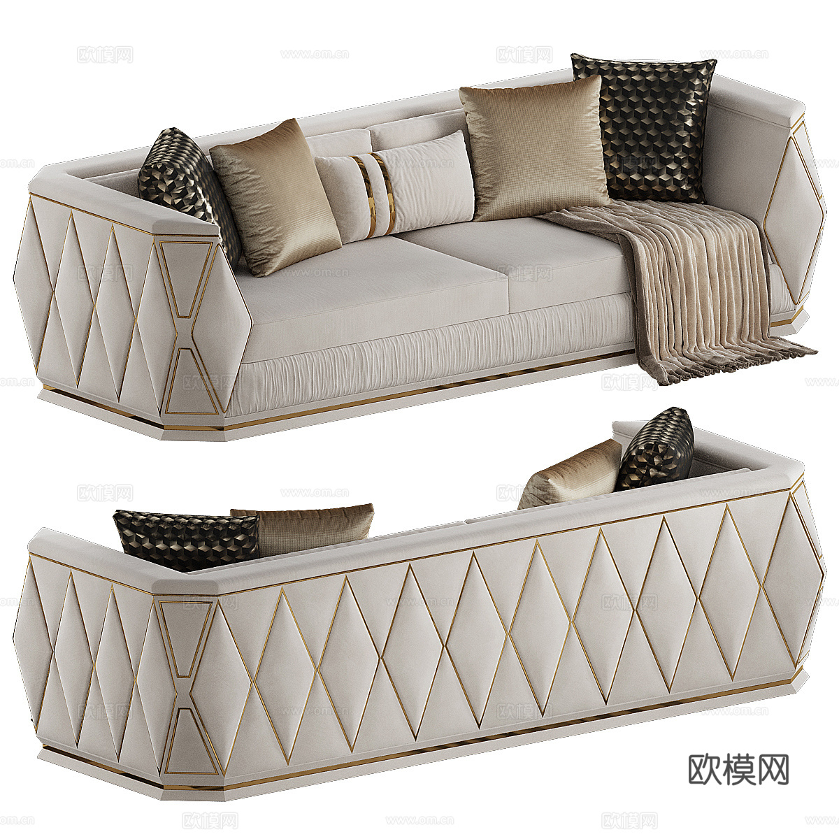 现代意式轻奢布艺休闲沙发3d模型