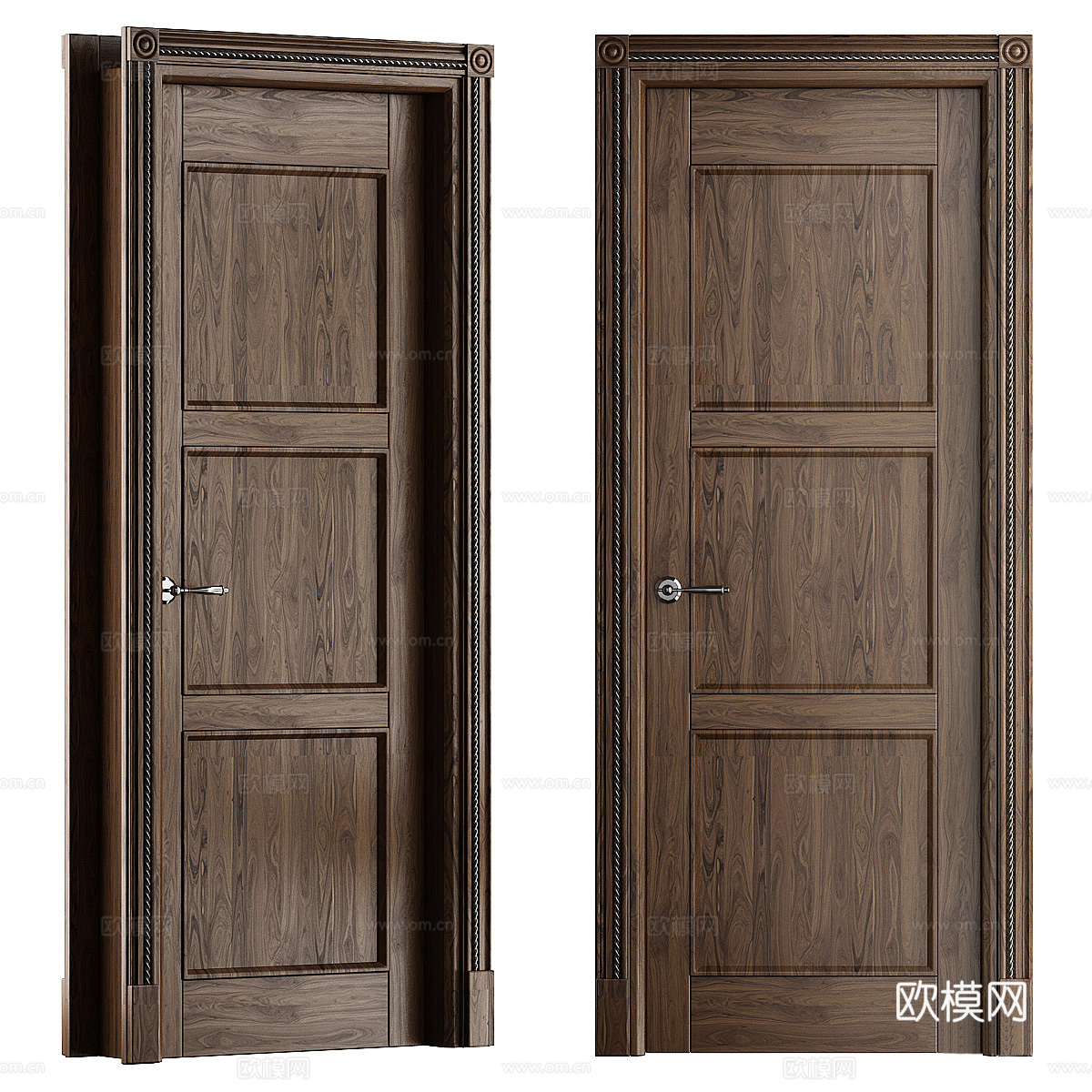 新中式木门 套装门 单开门3d模型