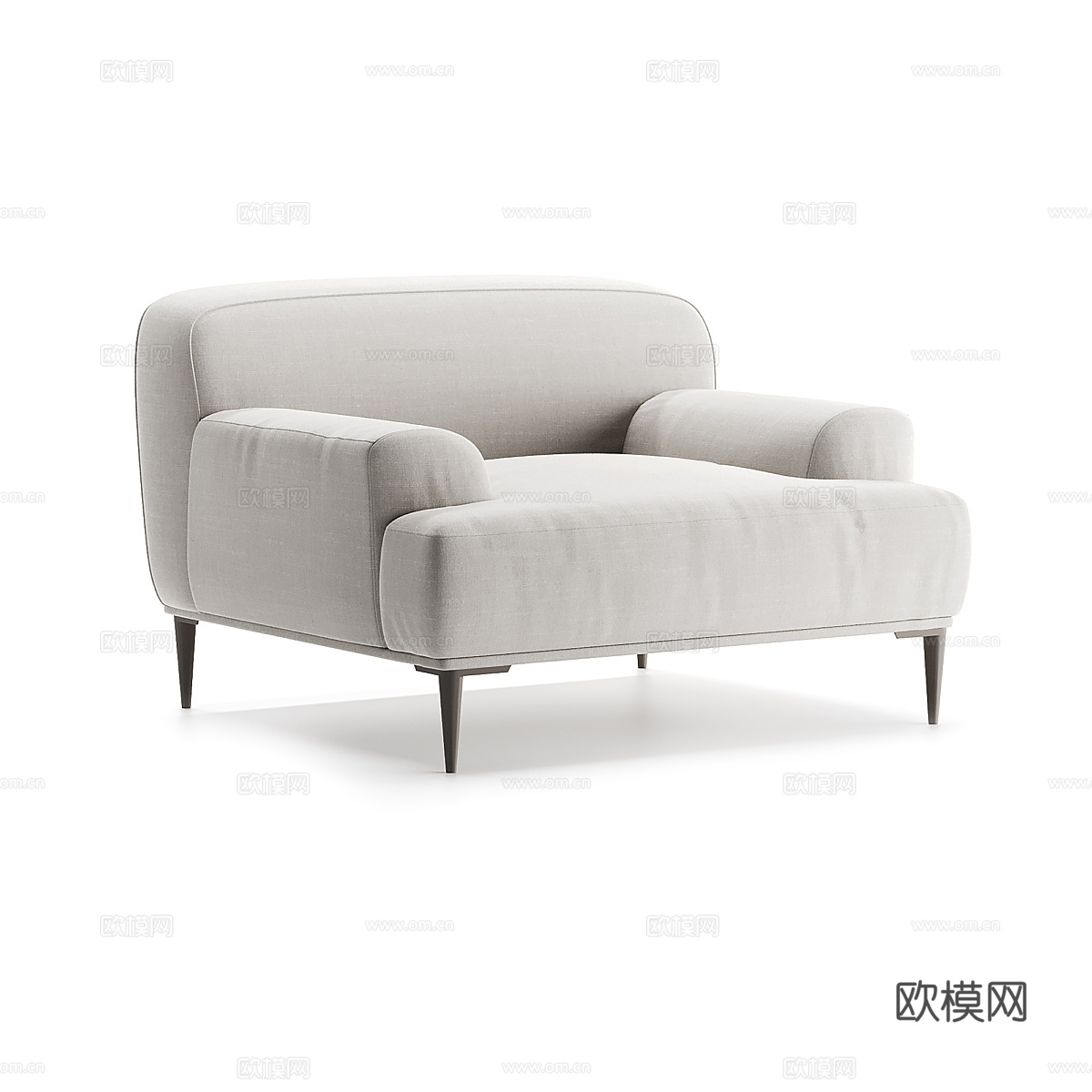 现代奶油风布艺沙发椅3d模型