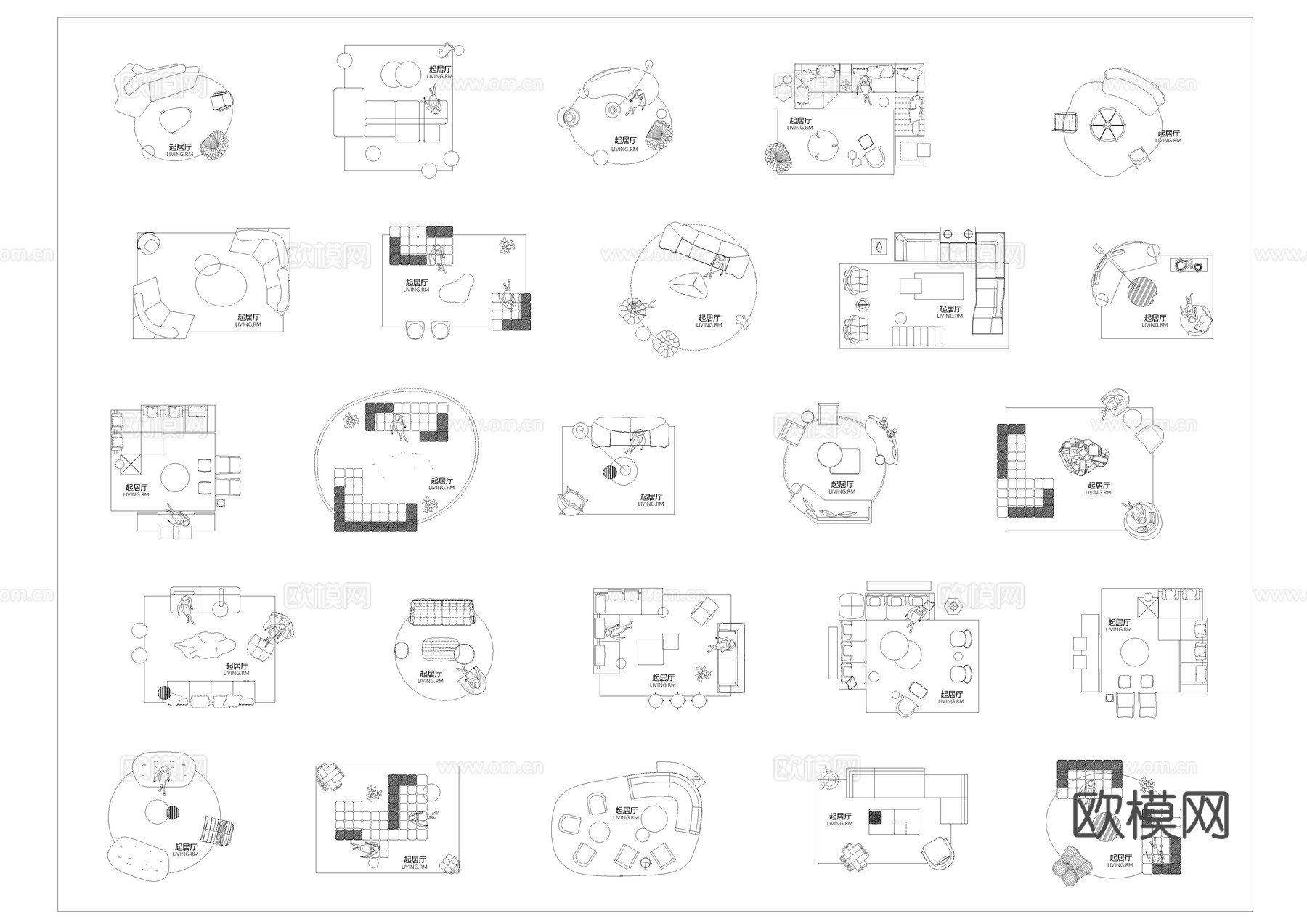 家具组合平面图库cad施工图