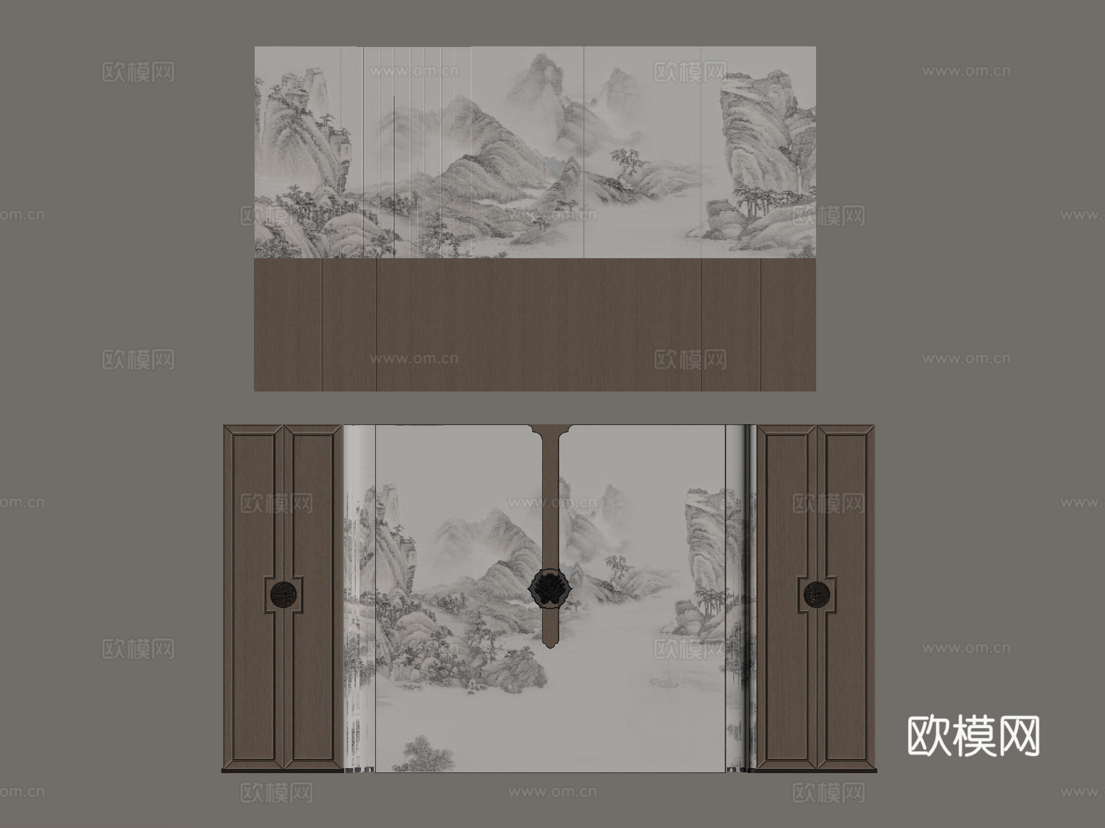 背景墙 新中式背景墙su模型
