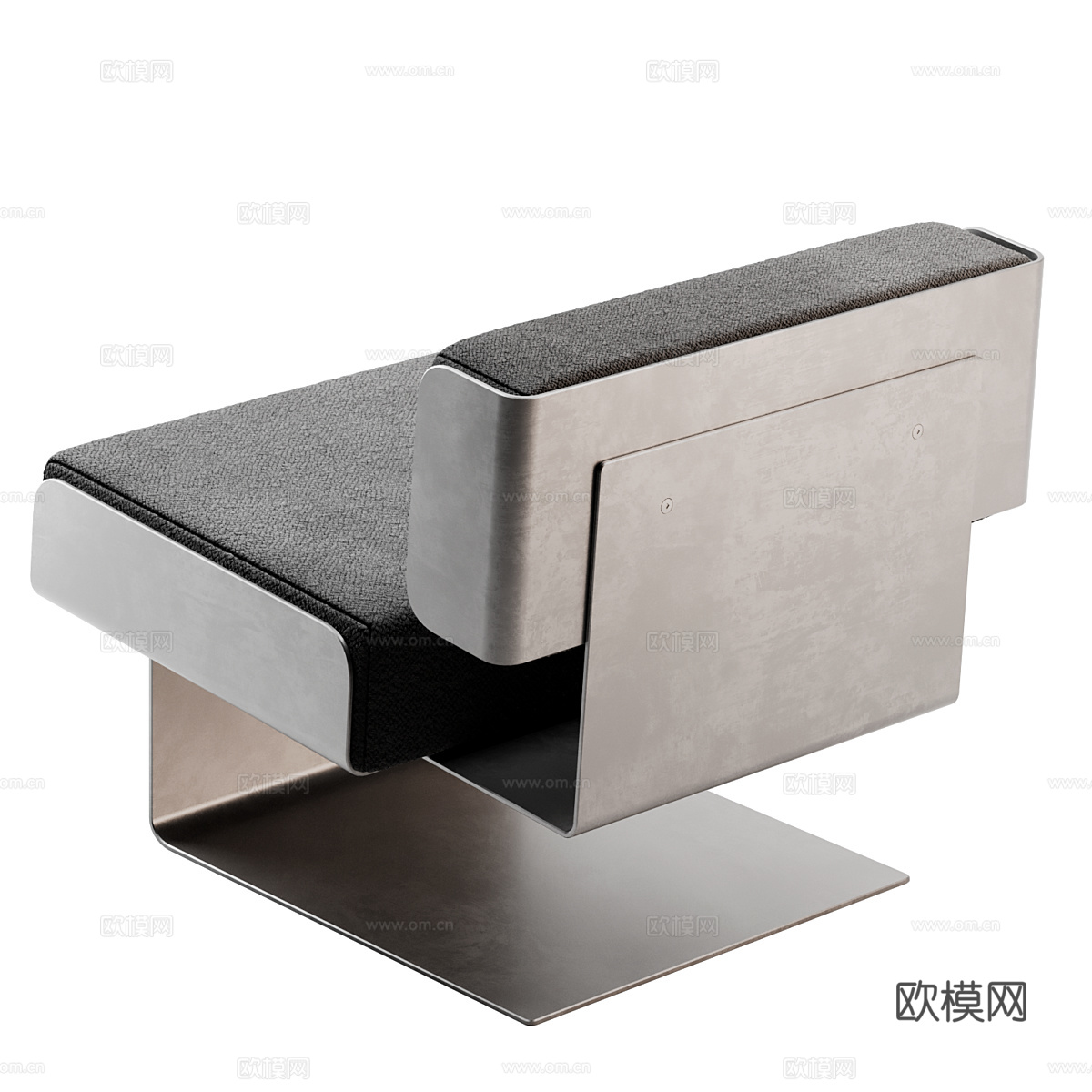现代意式极简金属布艺沙发椅3d模型