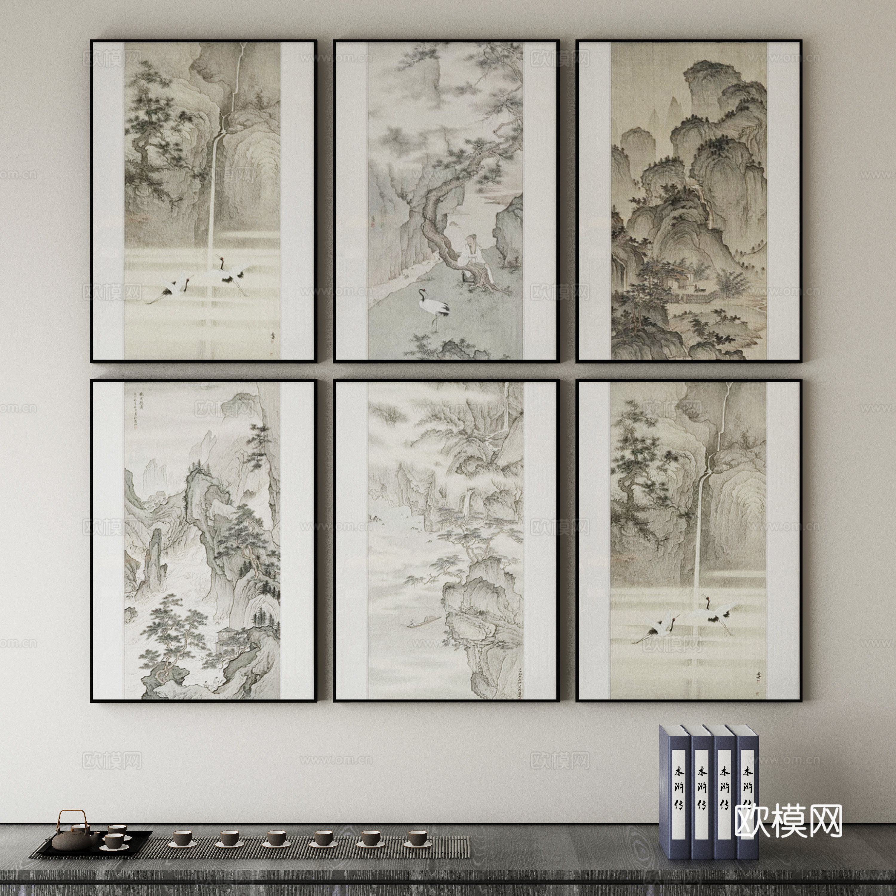 新中式侘寂挂画 油画3d模型