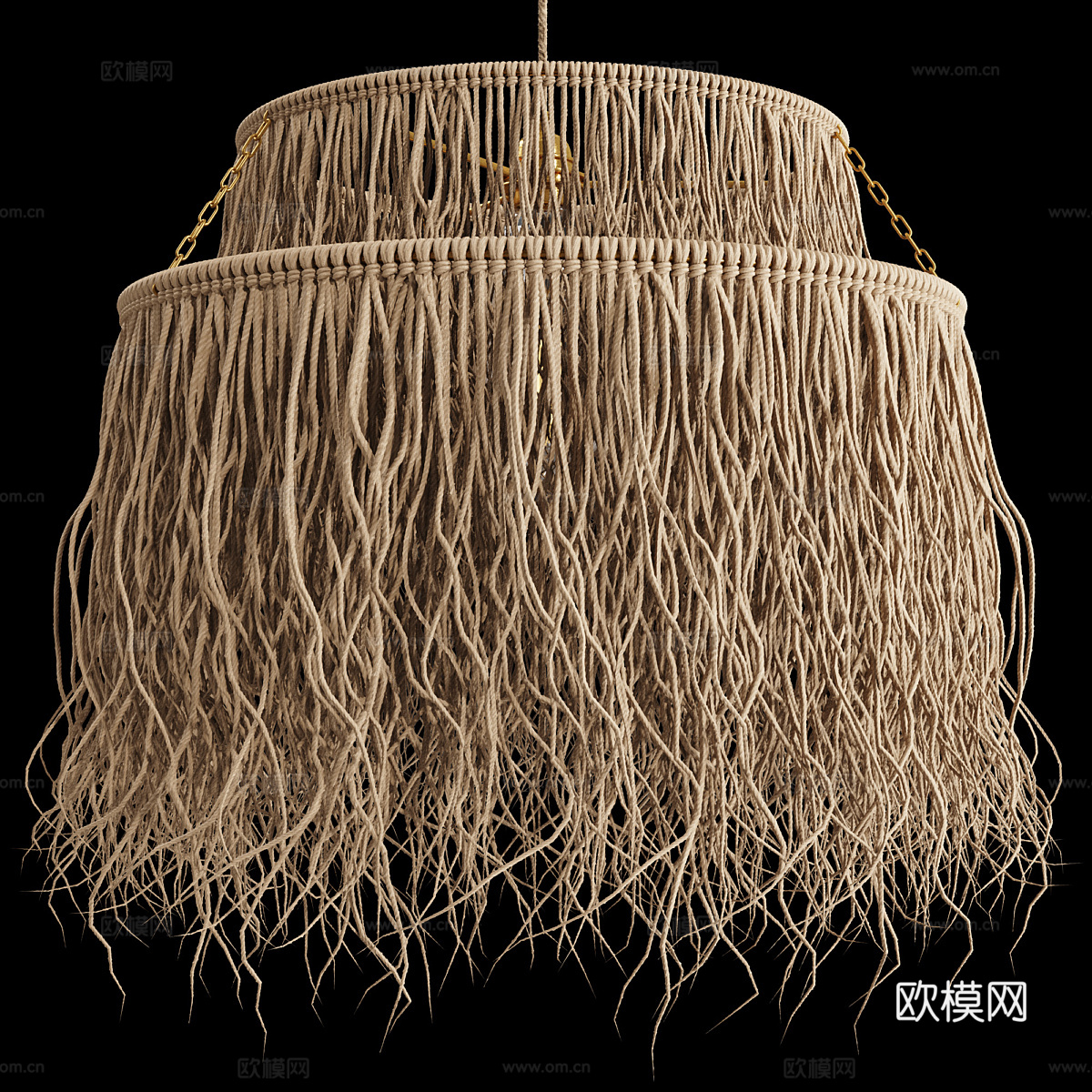 新中式侘寂藤编装饰吊灯3d模型