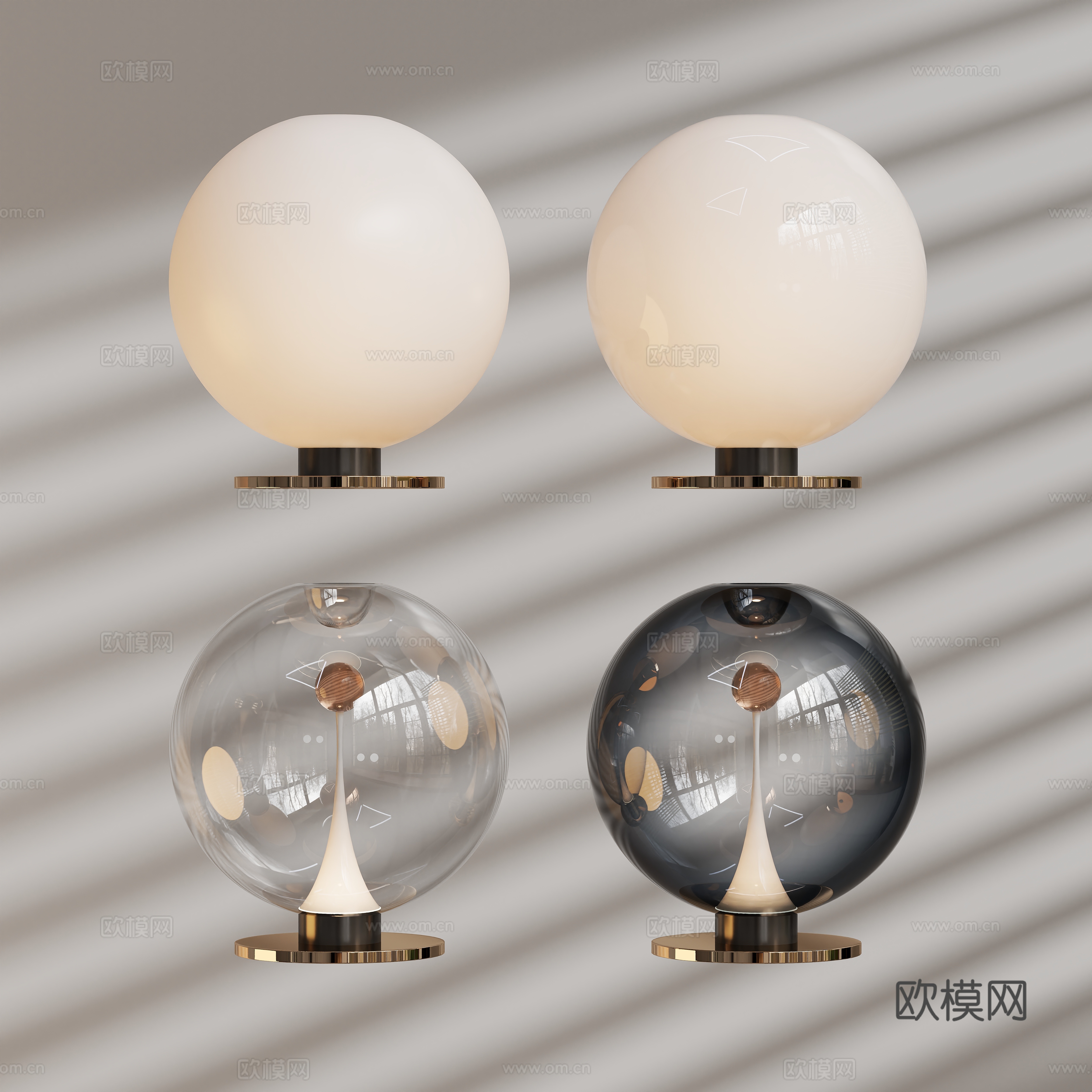现代玻璃球形台灯3d模型