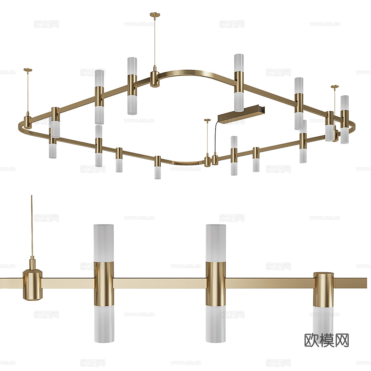 现代轻奢极简金属工艺吊灯3d模型