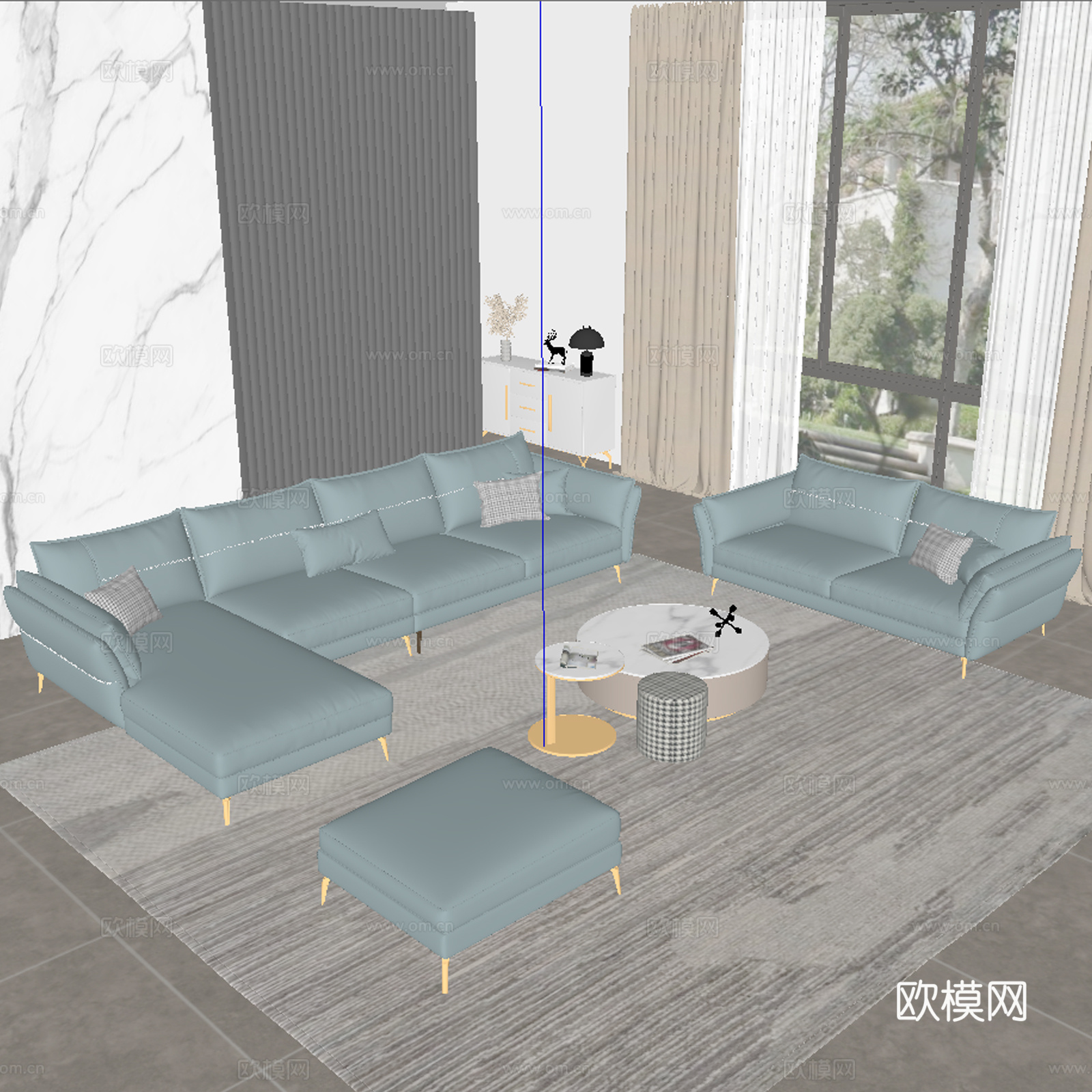 现代客厅沙发茶几组合su模型