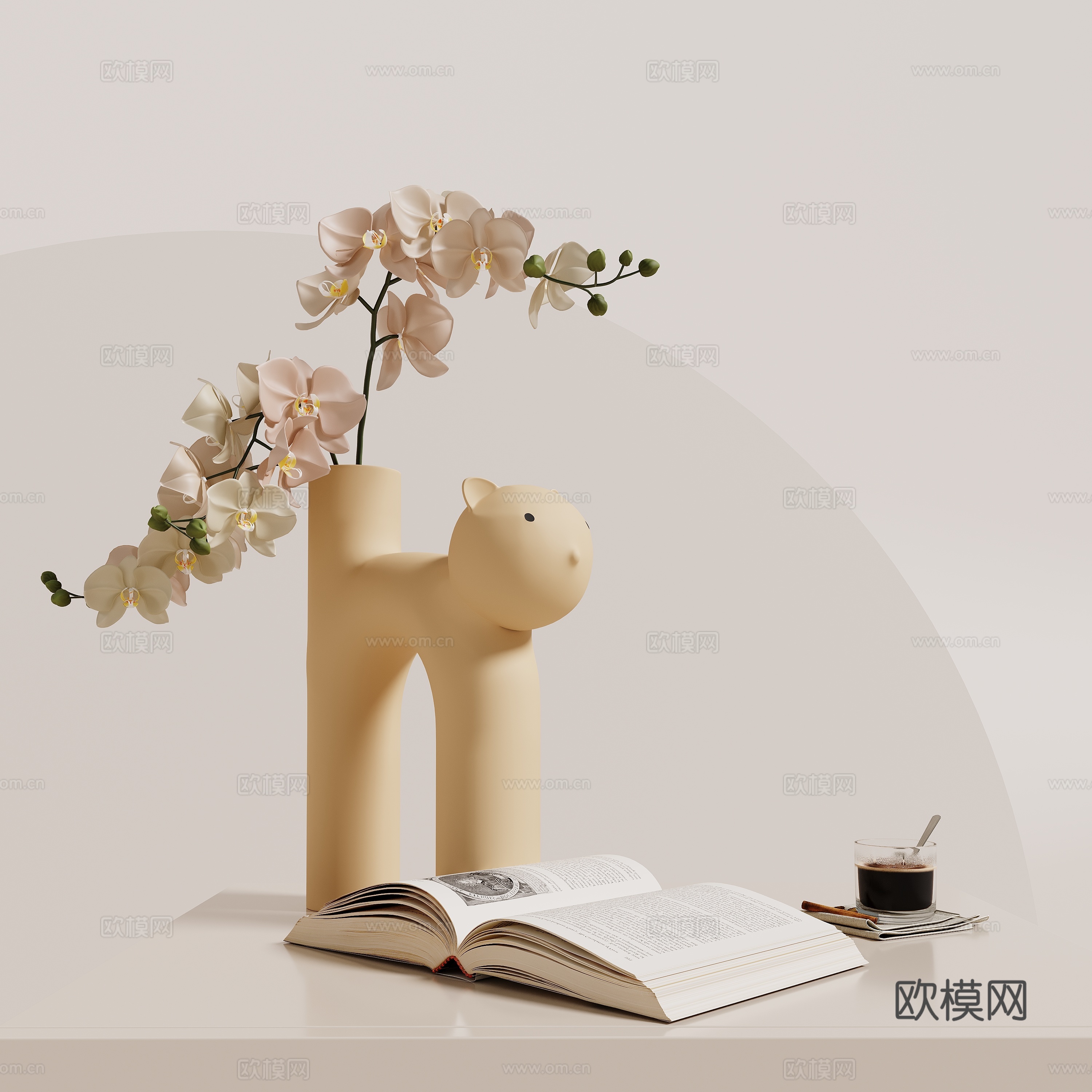 奶油风花瓶3d模型