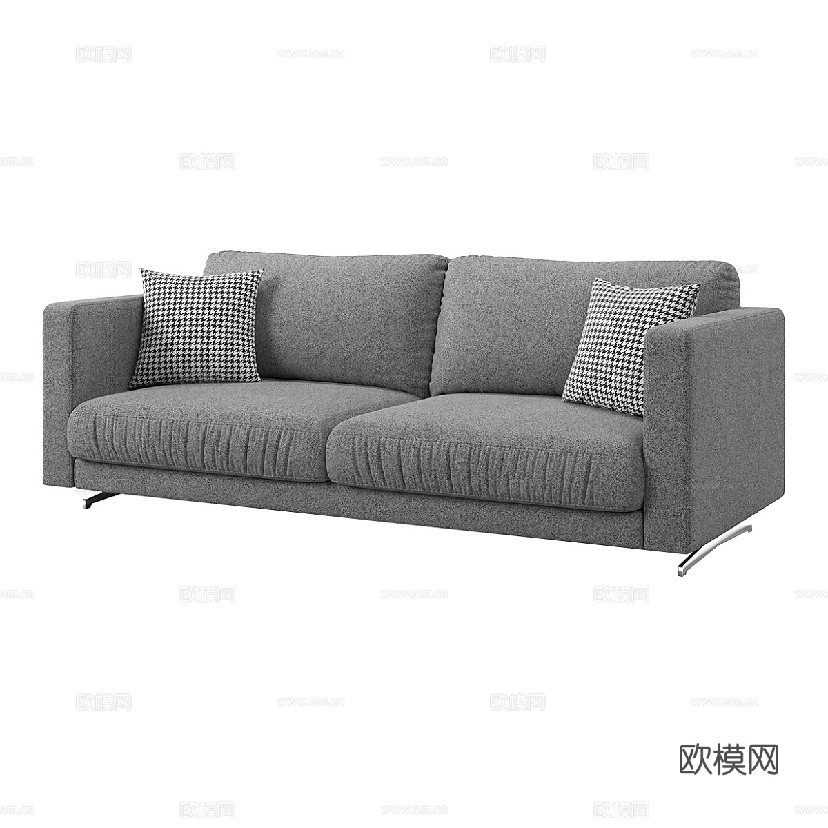 现代简约双人沙发 双人沙发 简约沙发 客厅沙发 抱枕3d模型