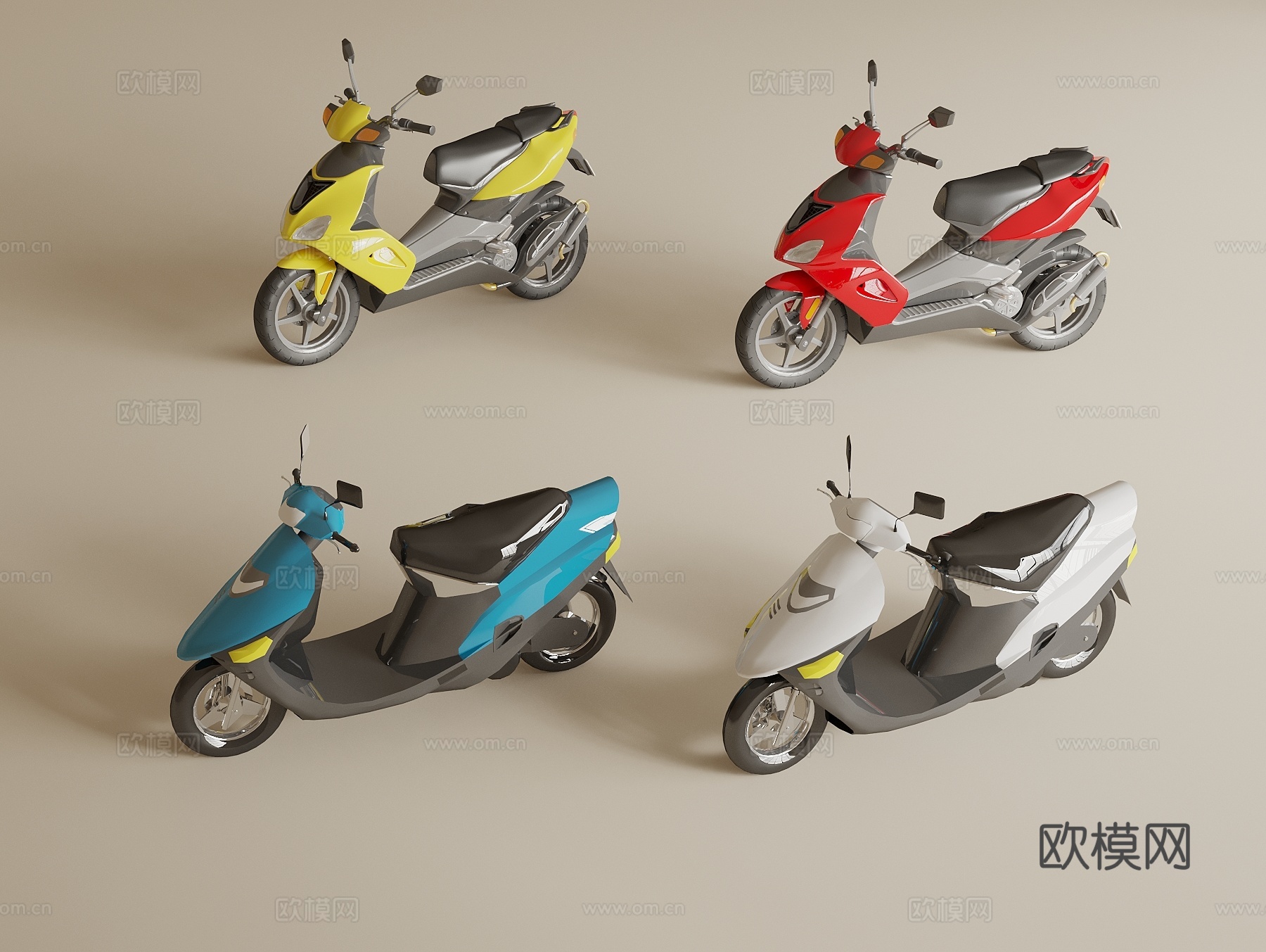 电动车 电动摩托车 电瓶车 摩托车3d模型