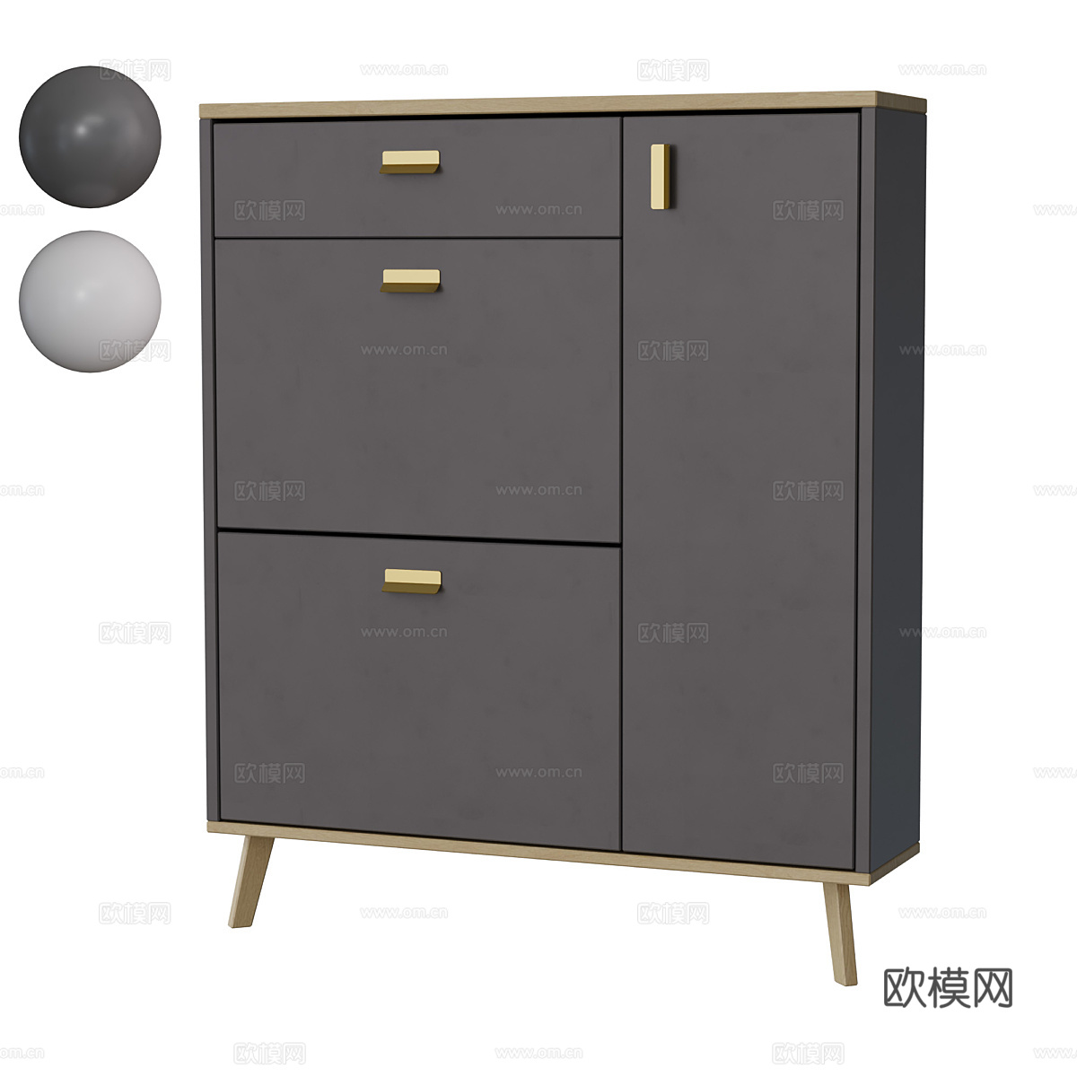 现代北欧成品矮鞋柜3d模型