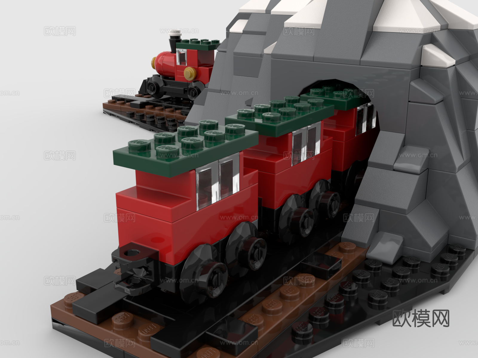 乐高 LEGO 玩具 积木 过山隧道 火车3d模型