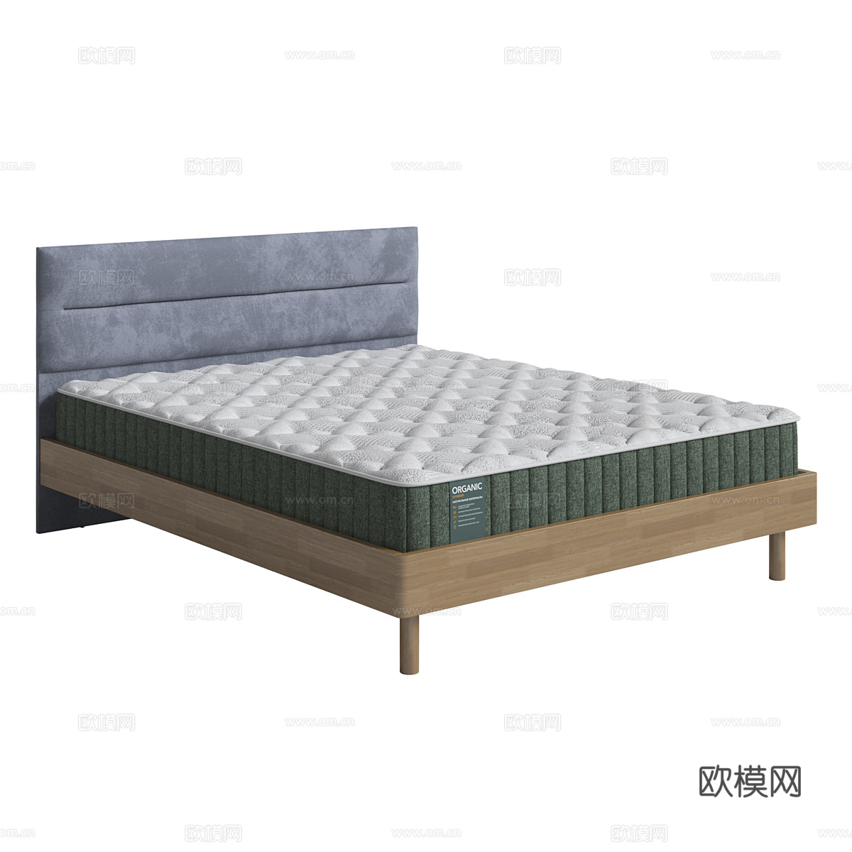北欧简约双人床 双人床 简约床 卧室床3d模型