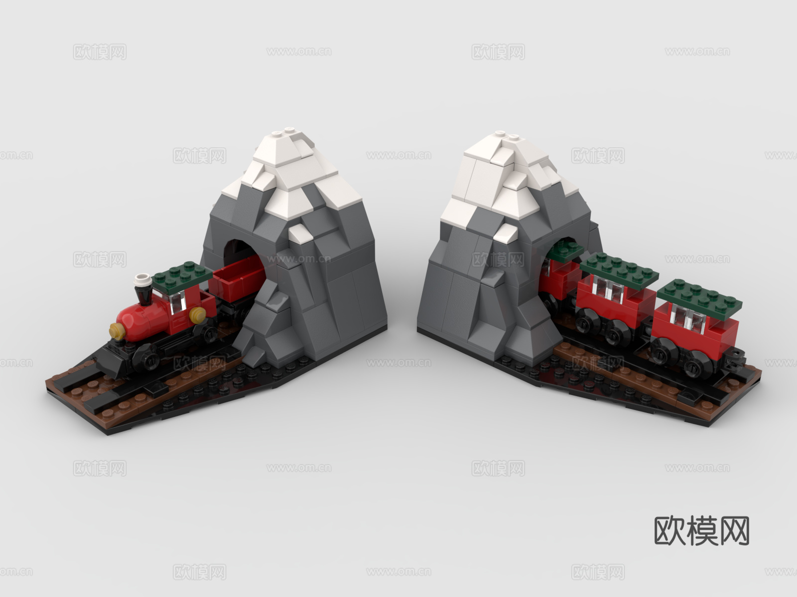 乐高 LEGO 玩具 积木 过山隧道 火车3d模型