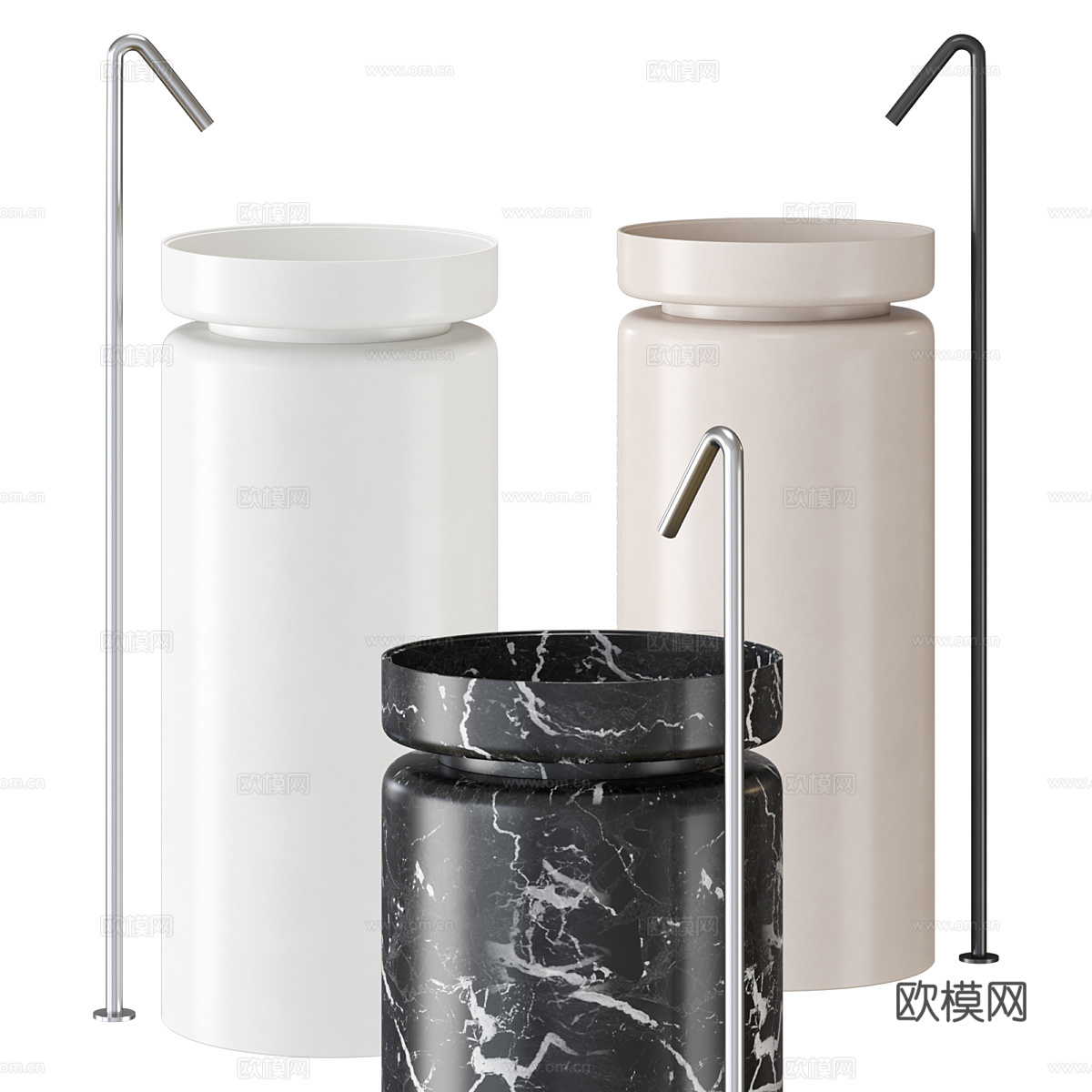 现代意式极简洗手台 洗手盆 柱盆3d模型