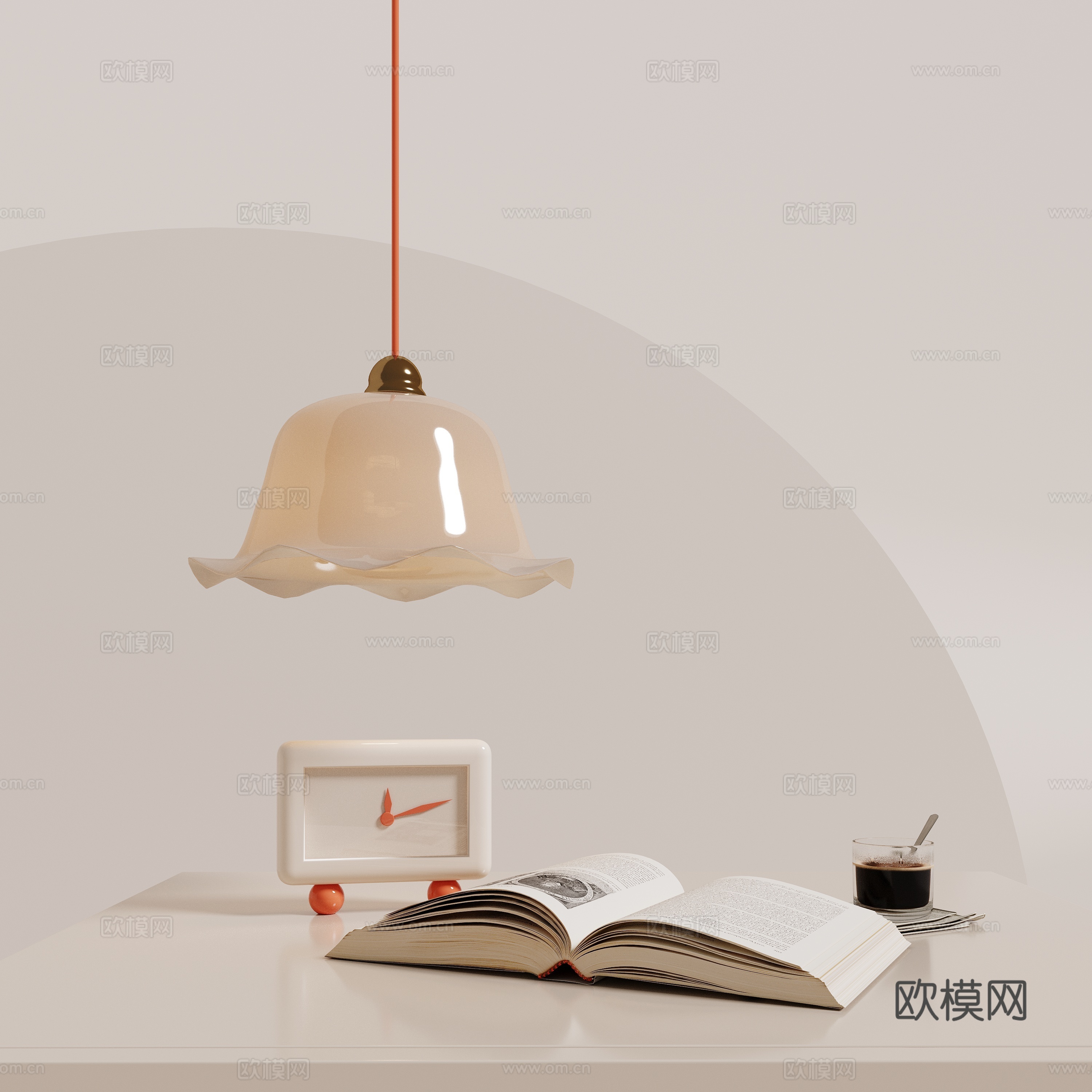 奶油风吊灯3d模型