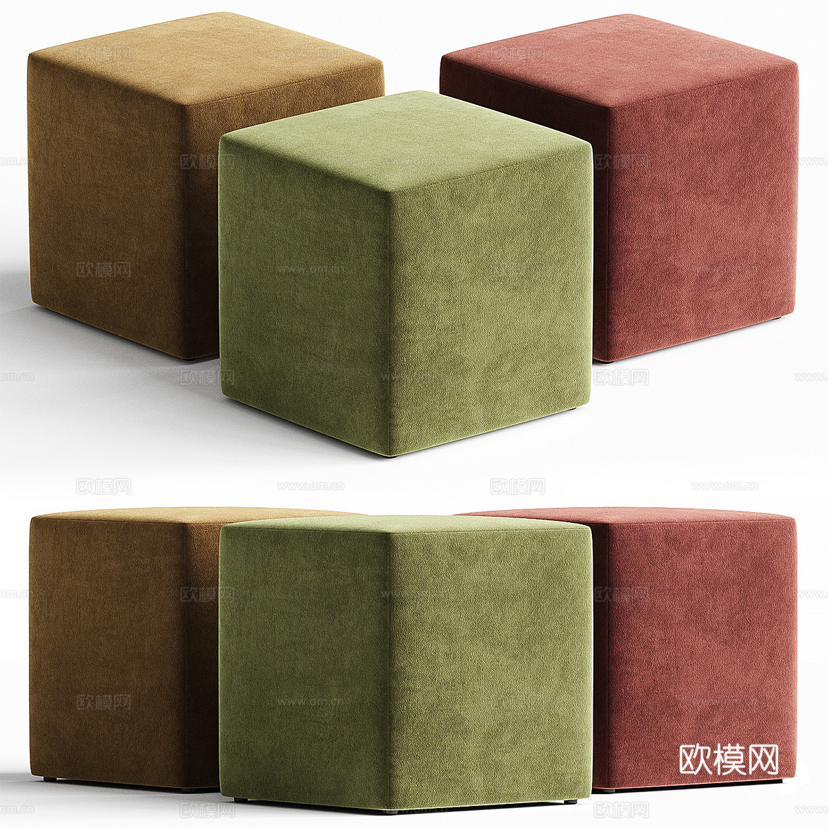 现代意式布艺沙发凳 脚踏3d模型