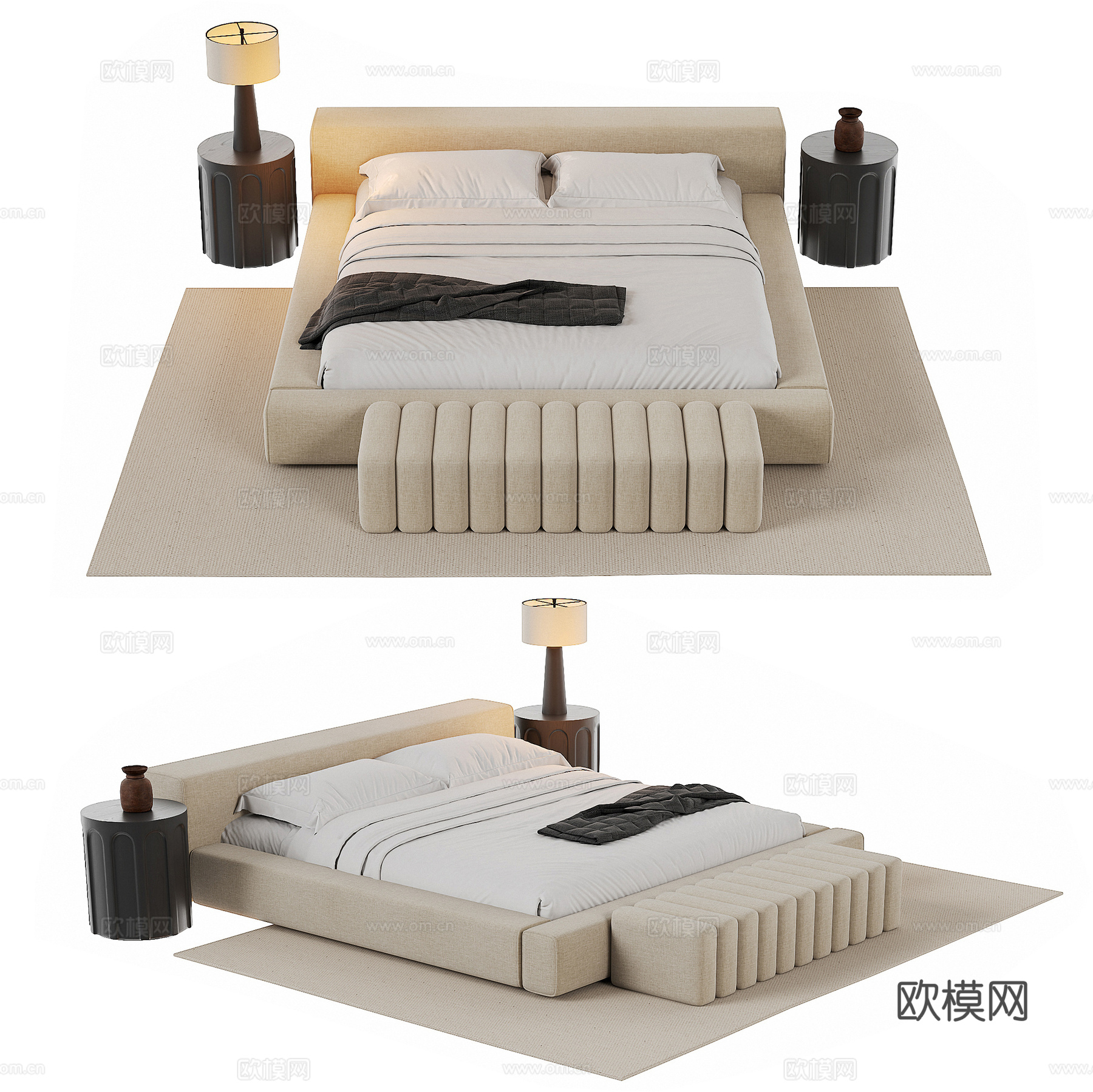 现代双人床免费3d模型